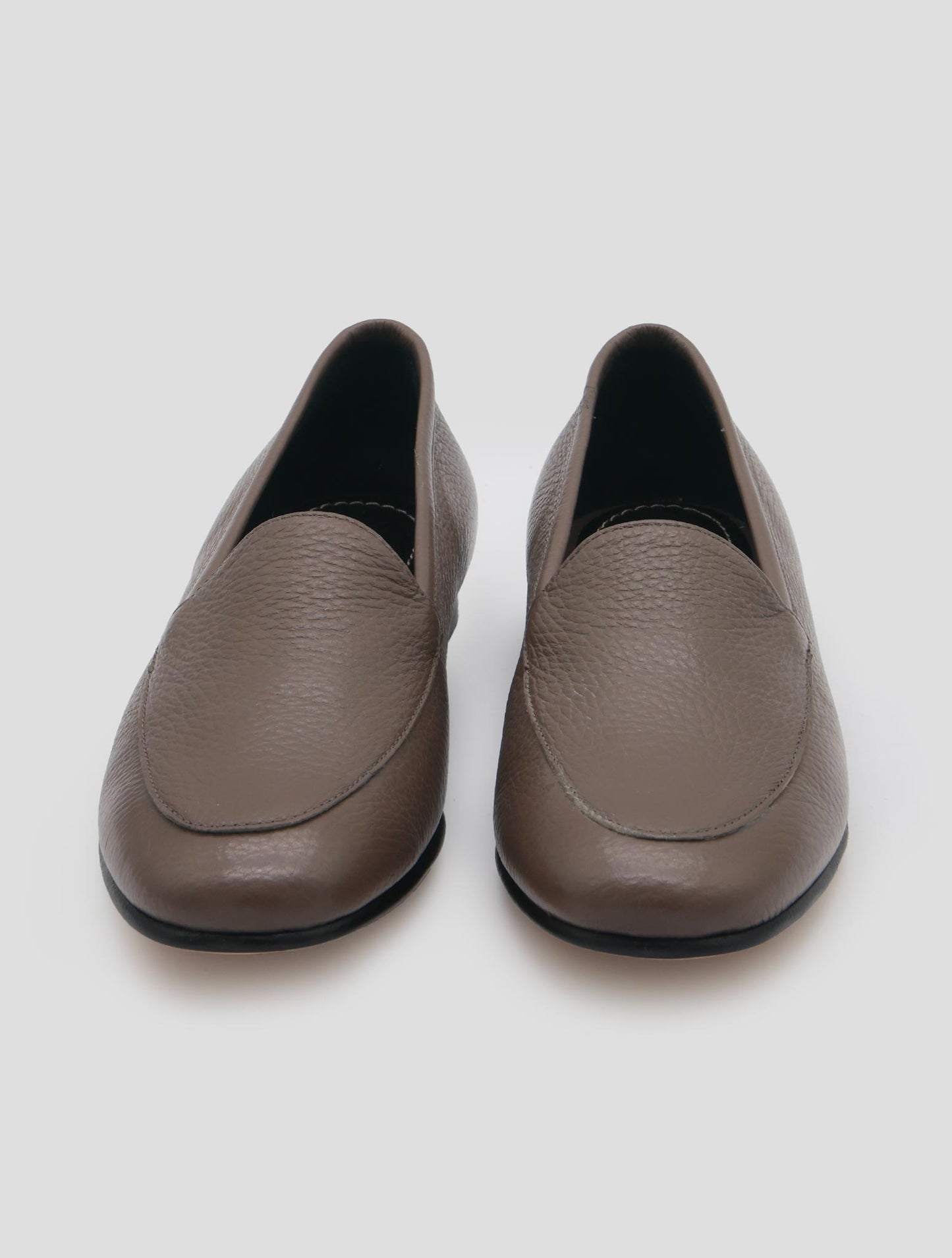 Kiton Taupe Leather Loafers Women