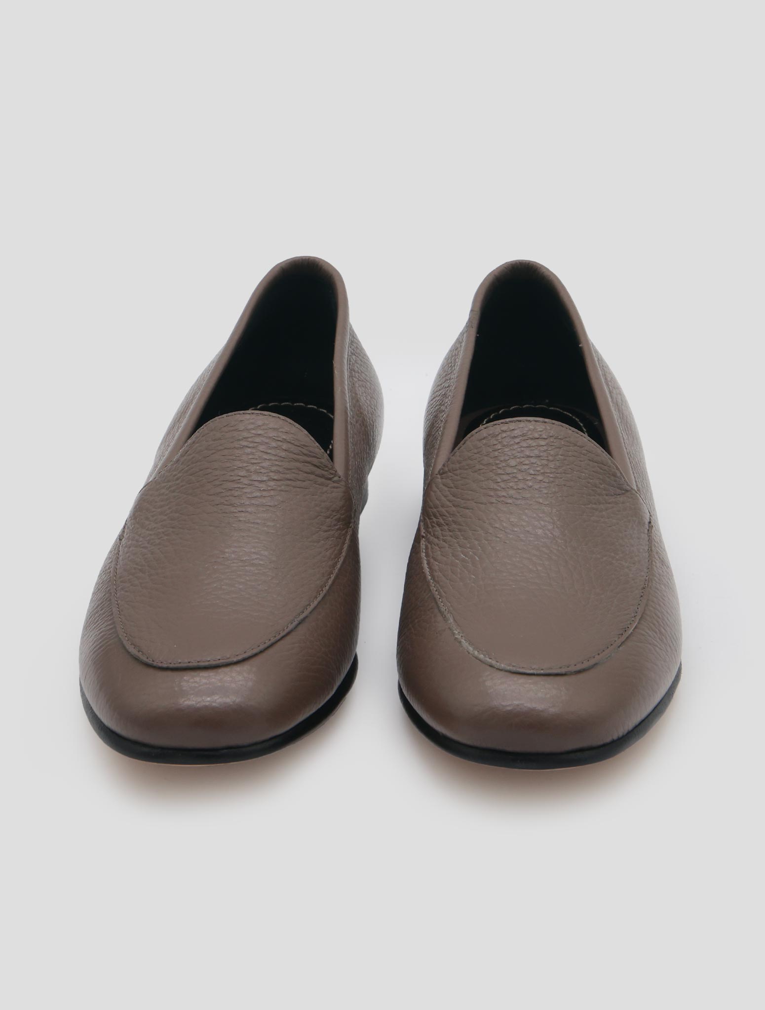 Kiton Taupe Leather Loafers Women