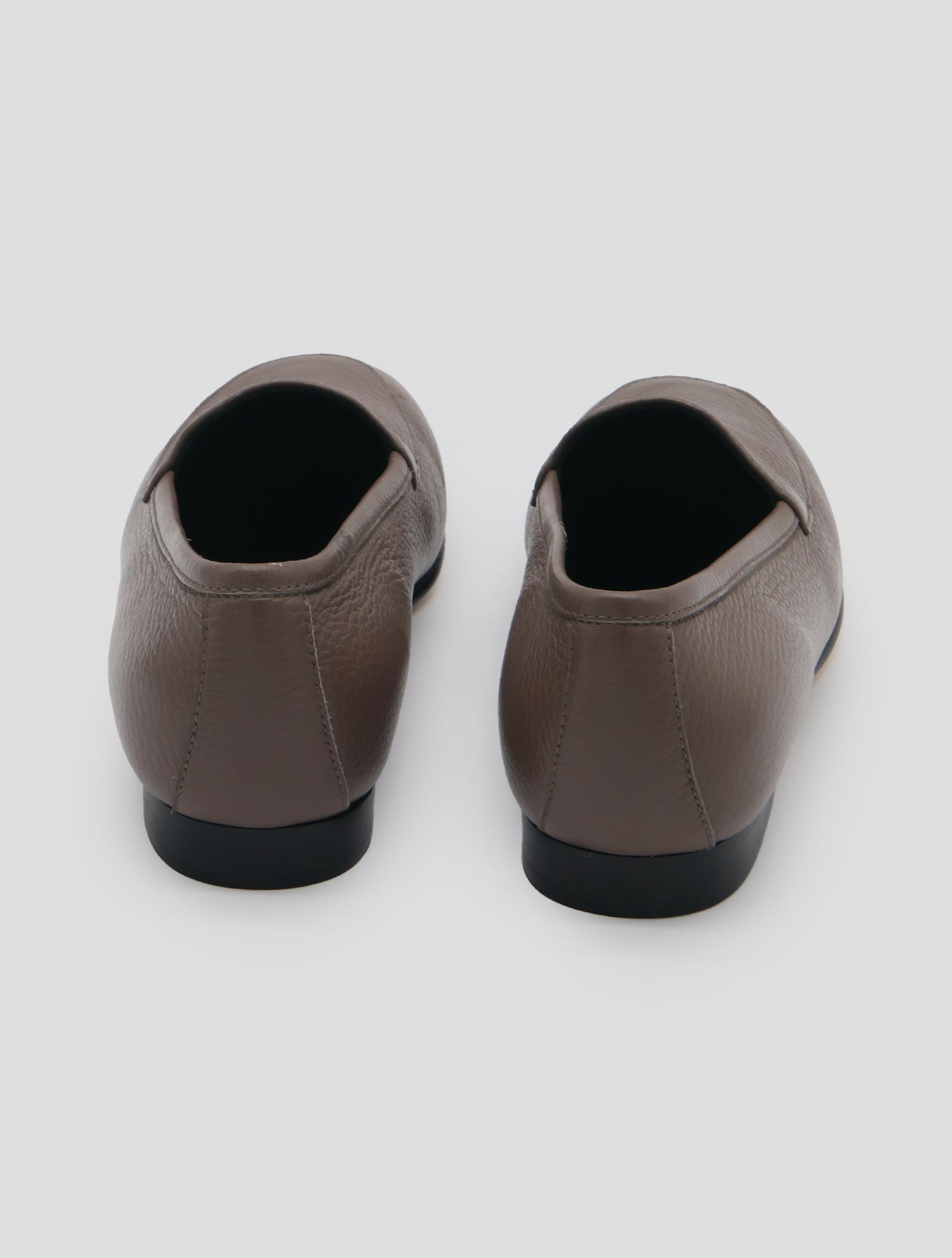 Kiton Taupe Leather Loafers Women