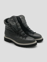 Kiton Gray Leather Fur  Boots Women