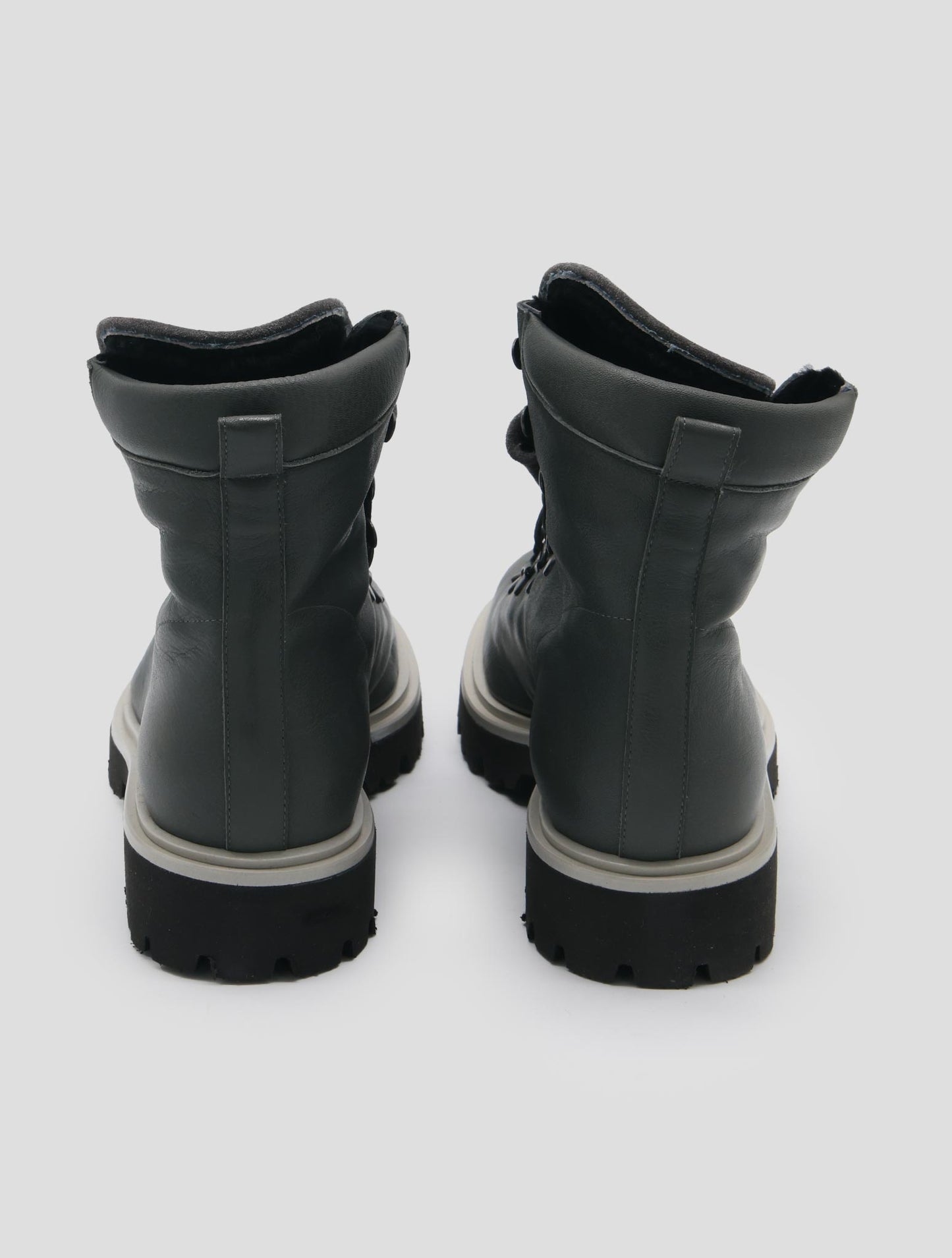 Kiton Gray Leather Fur  Boots Women
