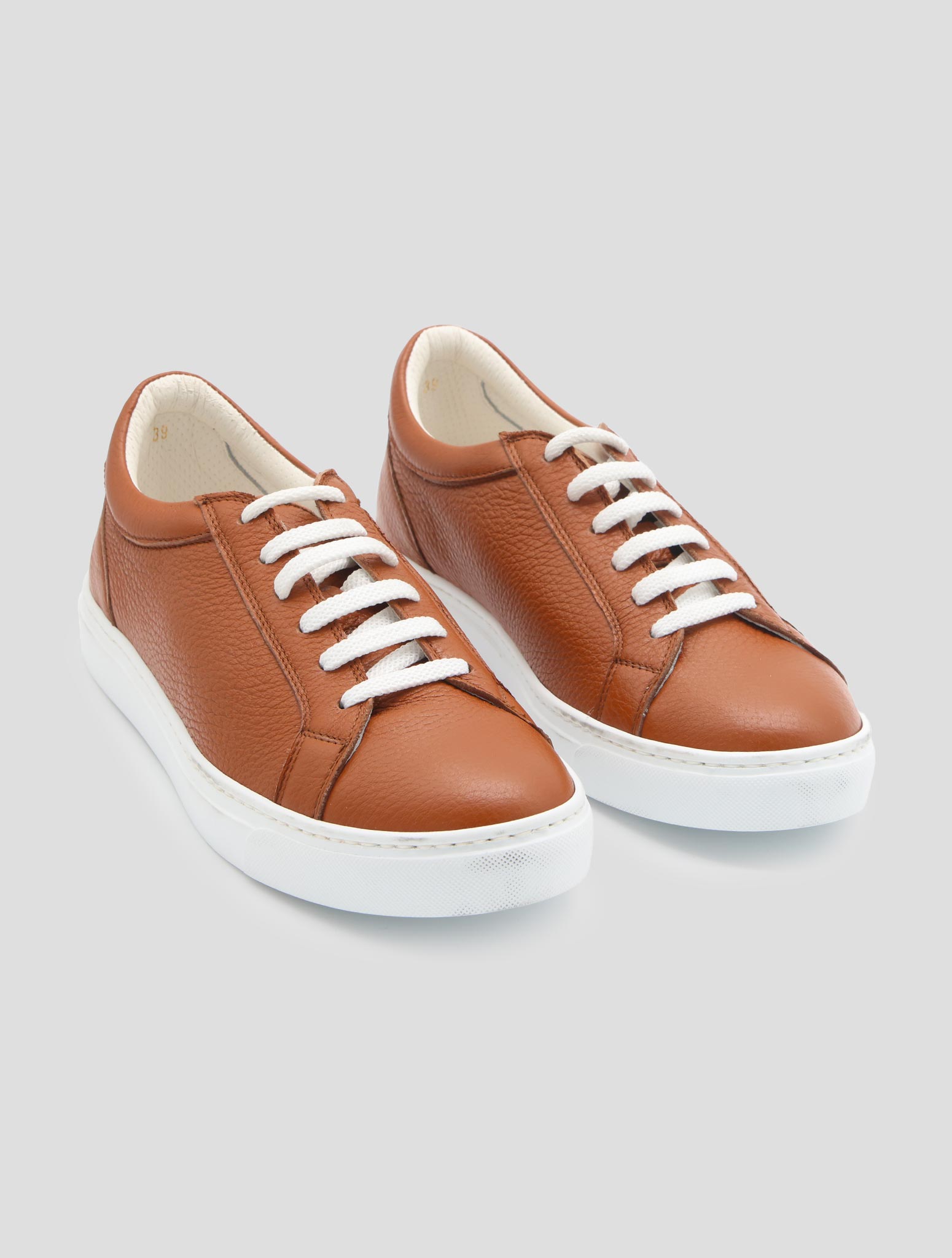 Kiton Brown Leather  Sneakers Women