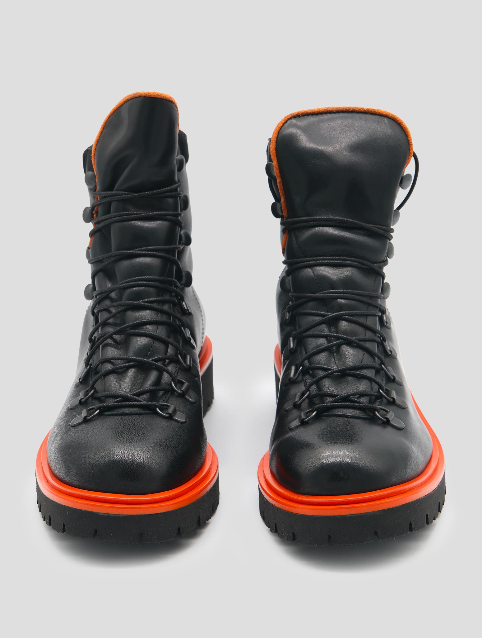 Kiton Black Orange Leather  Boots Women