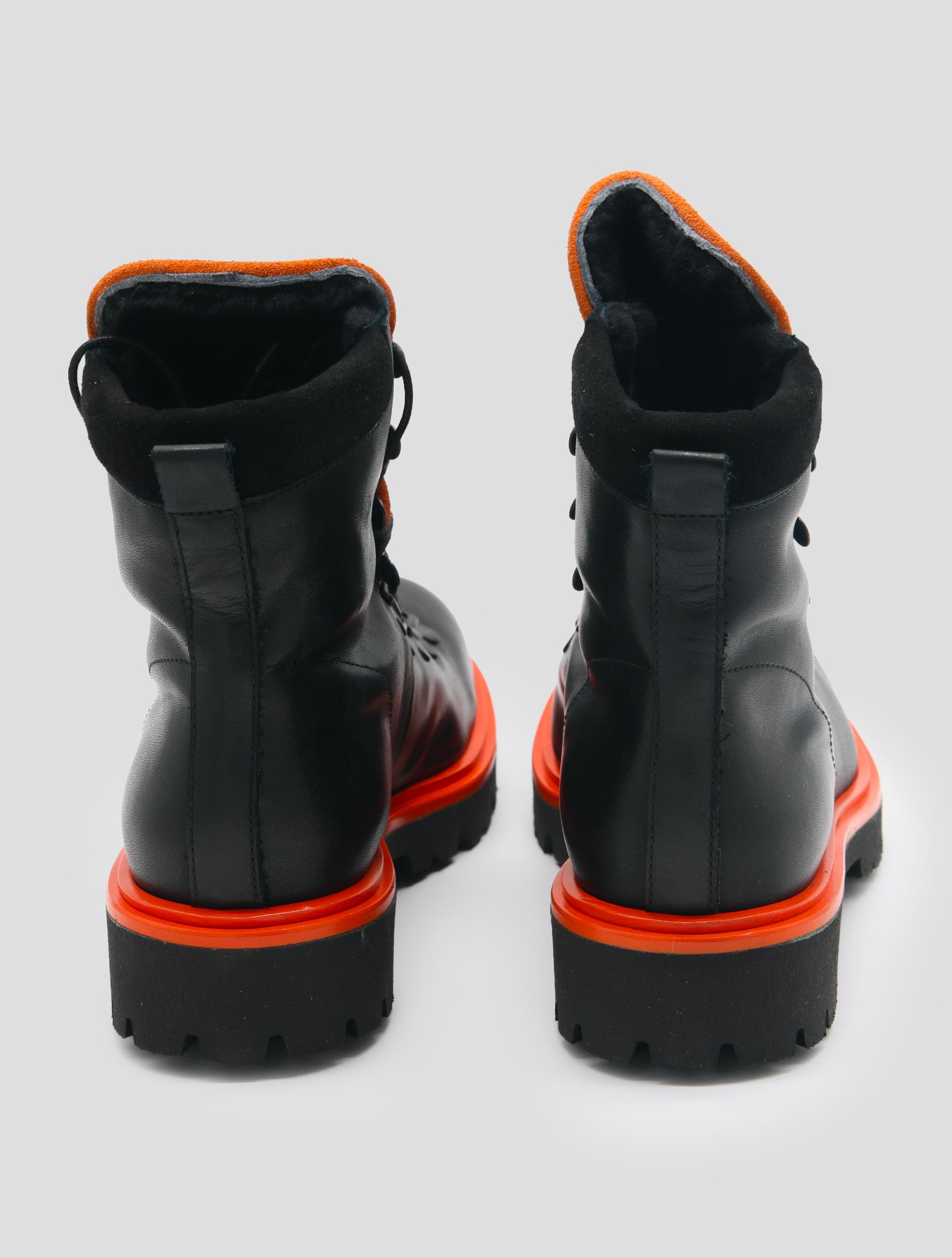 Kiton Black Orange Leather  Boots Women