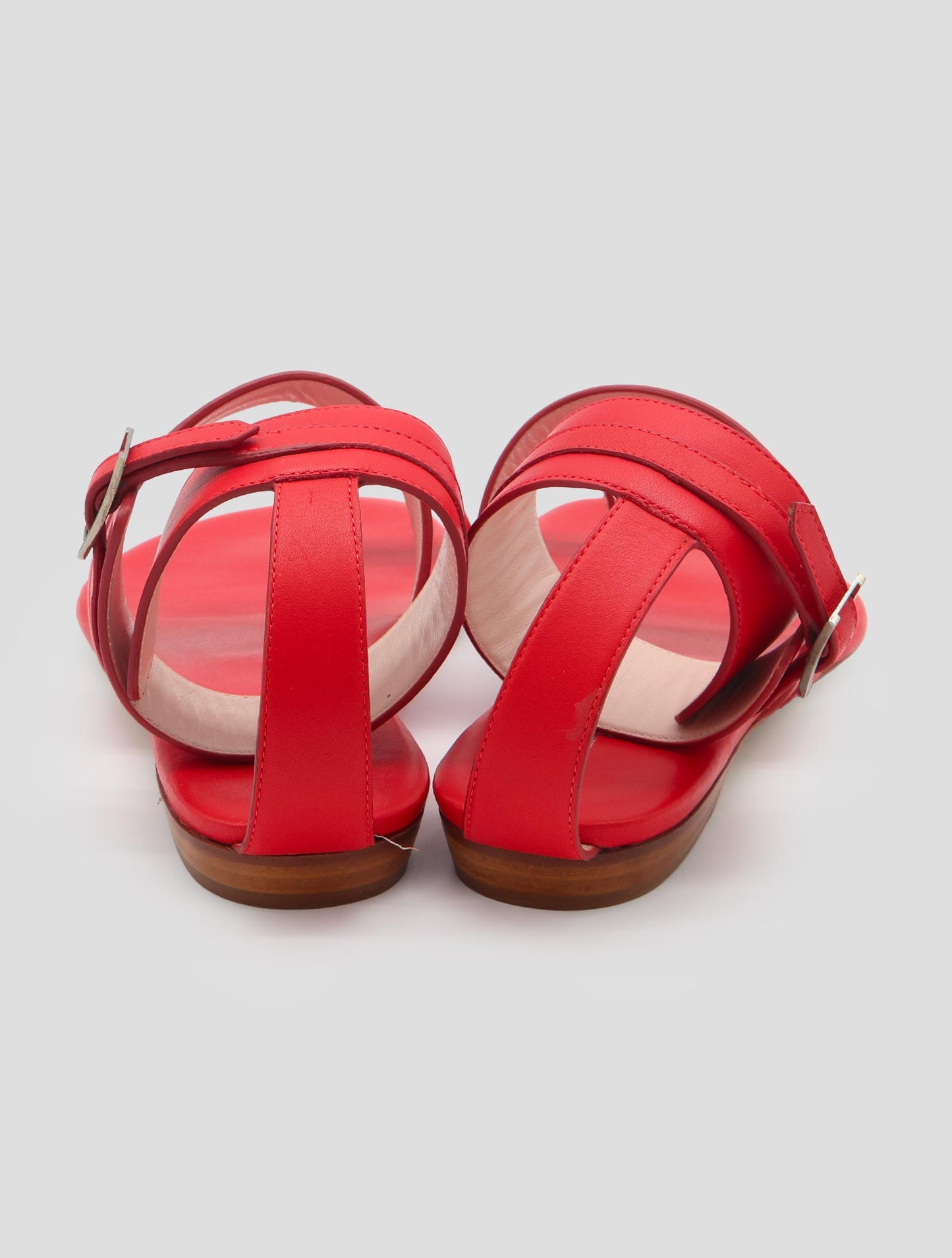 Kiton  Red Leather Sandals Women