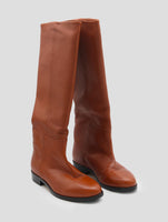 Kiton Brown Leather Deer Long Boots Women