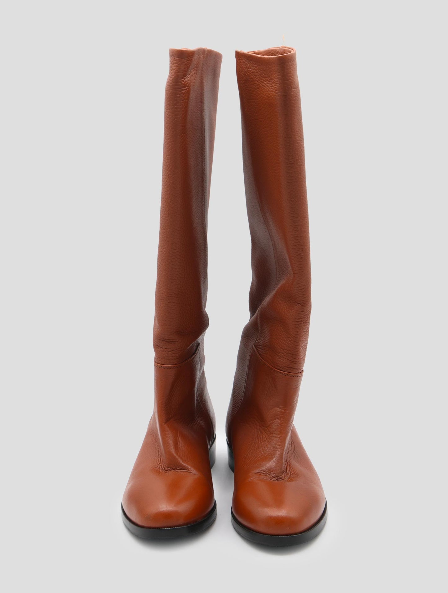 Kiton Brown Leather Deer Long Boots Women