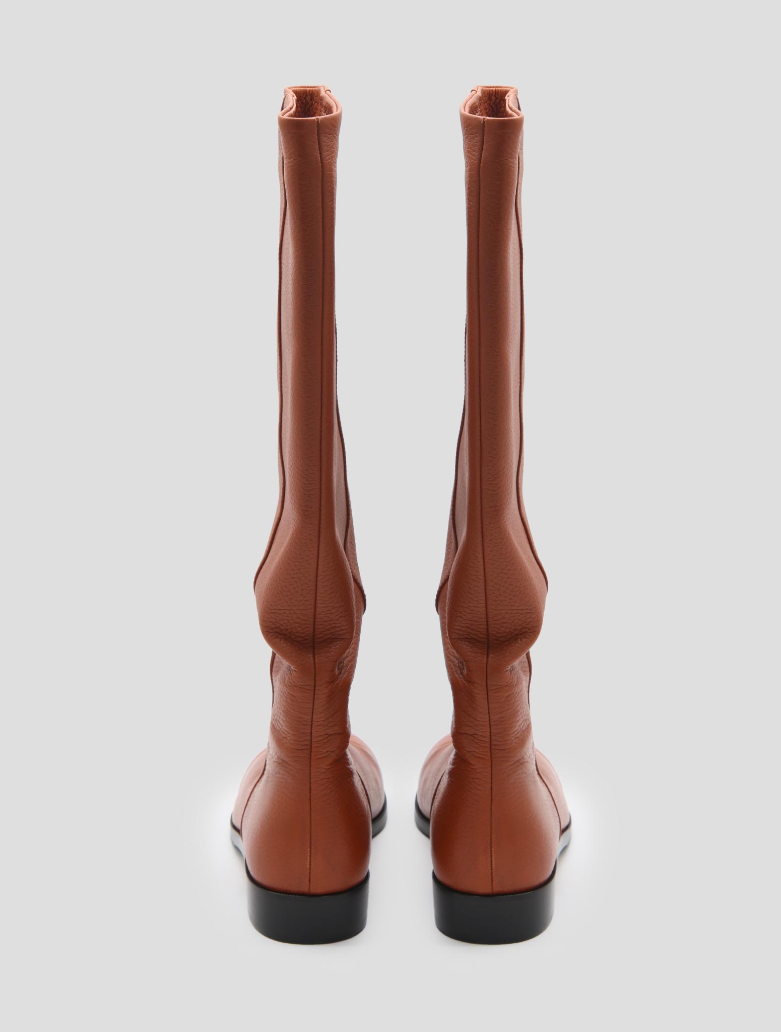 Kiton Brown Leather Deer Long Boots Women