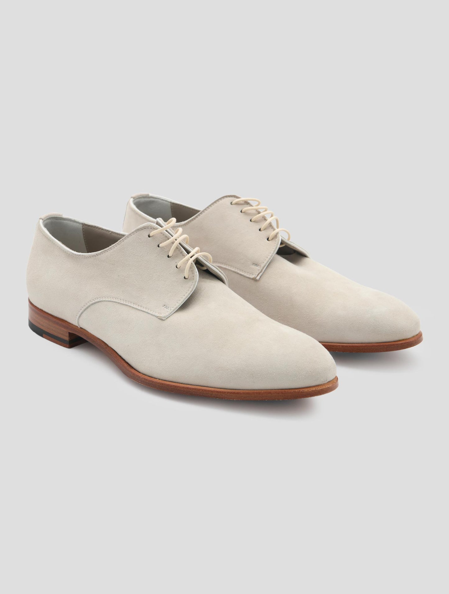 Kiton Light Gray Leather Suede Dress Shoes