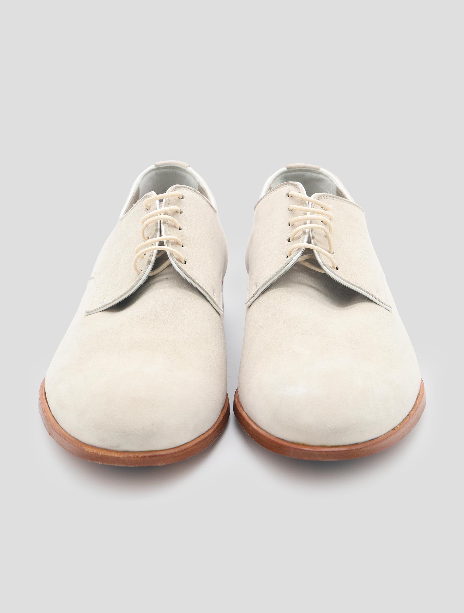 Kiton Light Gray Leather Suede Dress Shoes