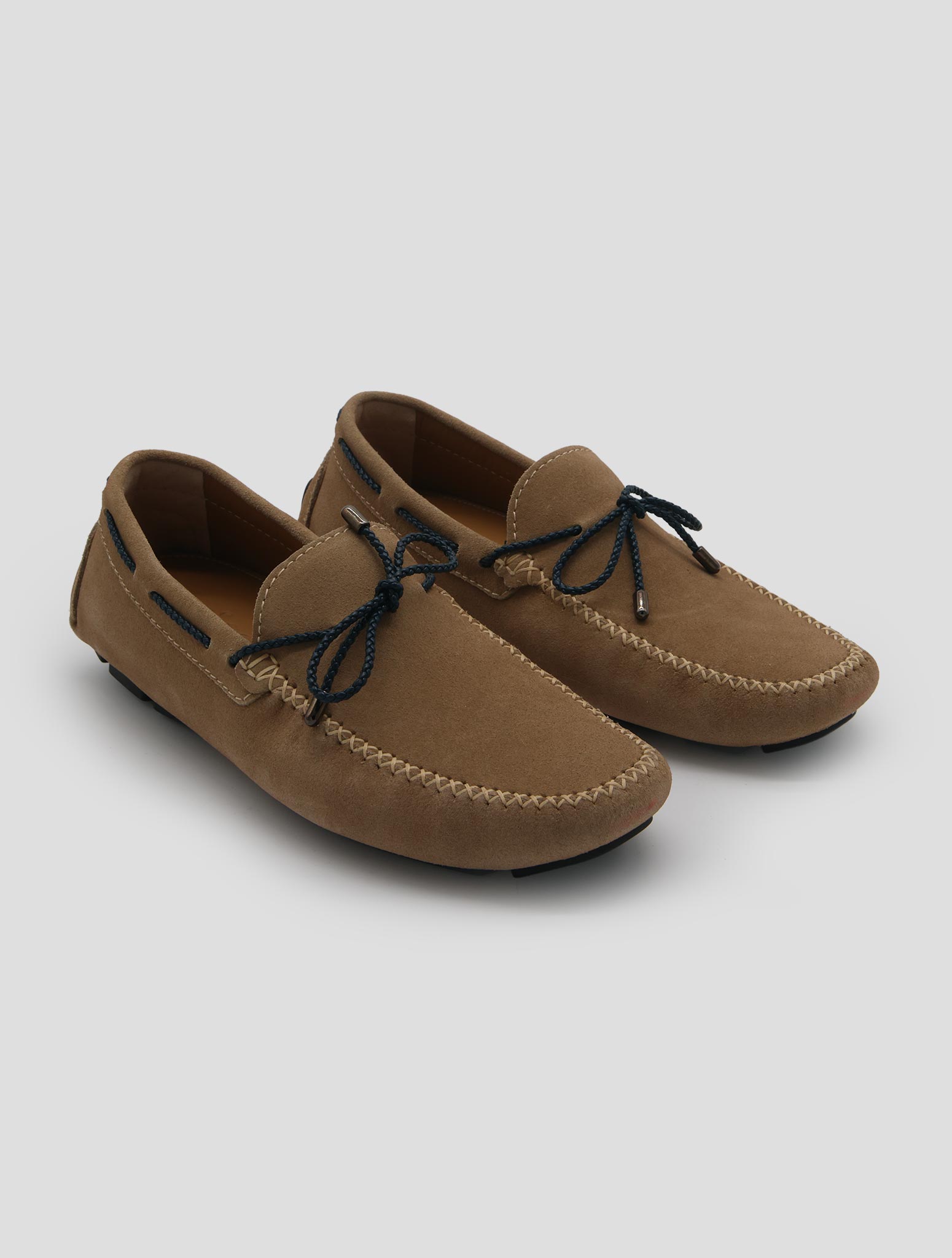Kiton Beige Leather Suede Loafers