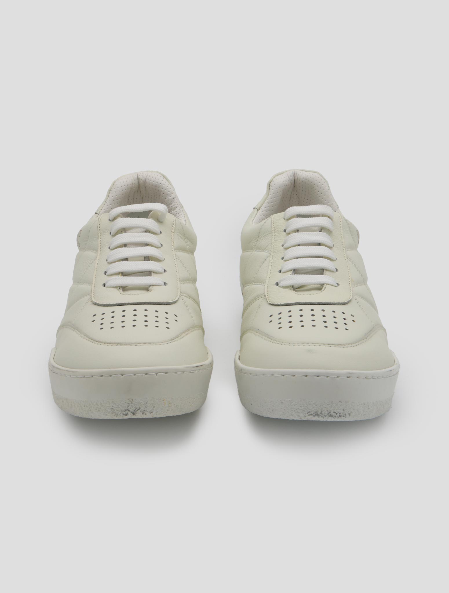 Kiton Knt White Leather Sneakers