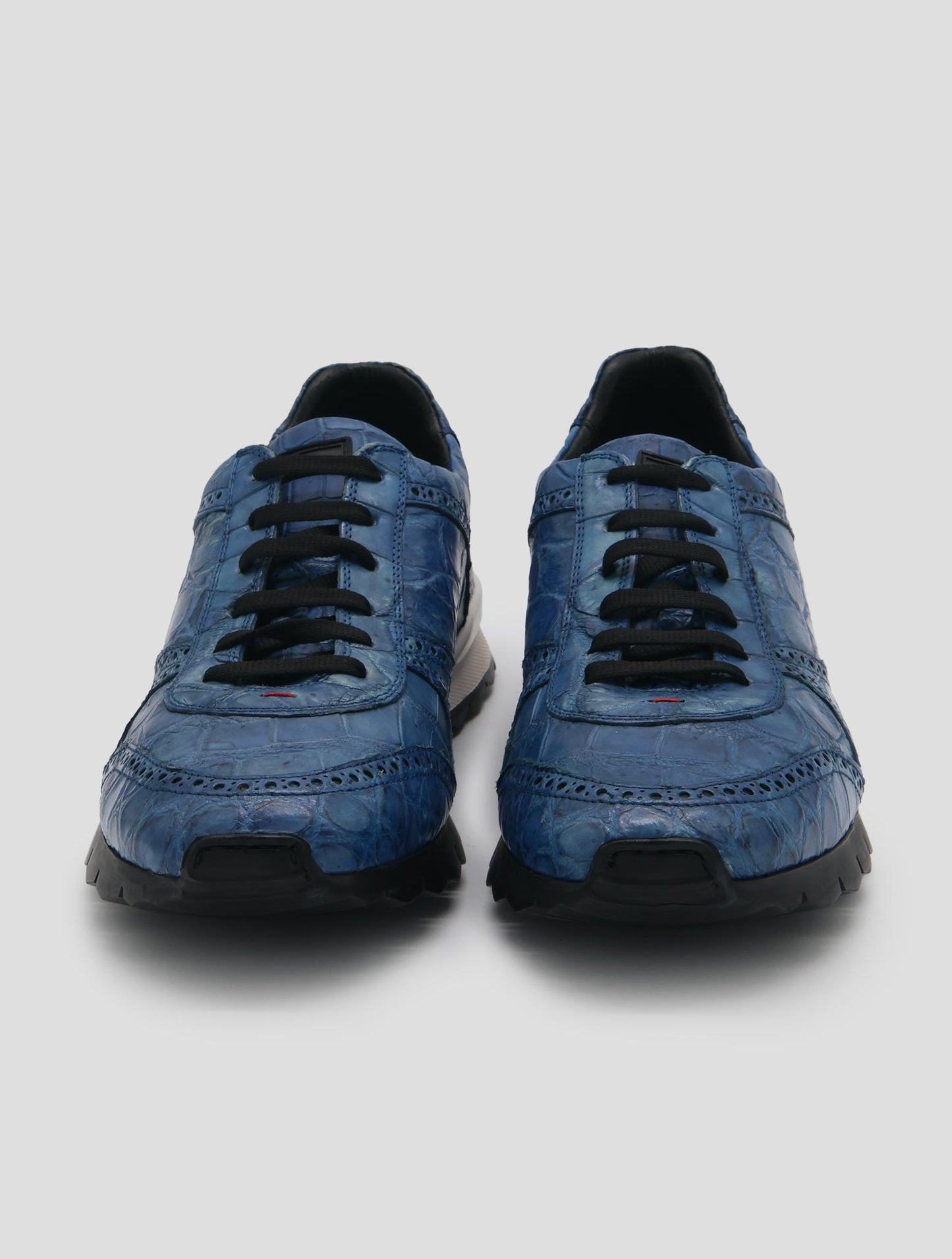 Kiton Blue Leather Crocodile Sneakers