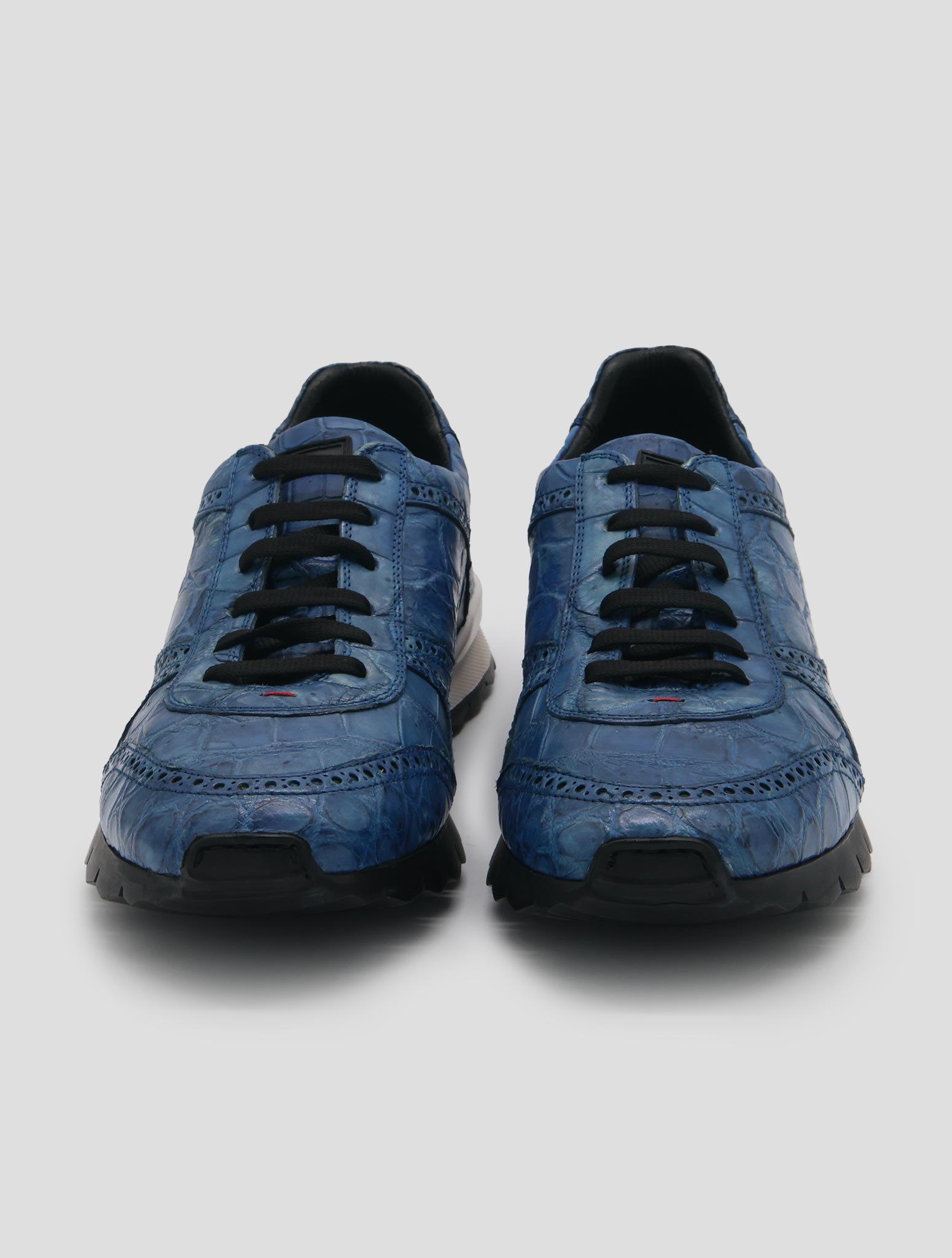 Kiton Blue Leather Crocodile Sneakers
