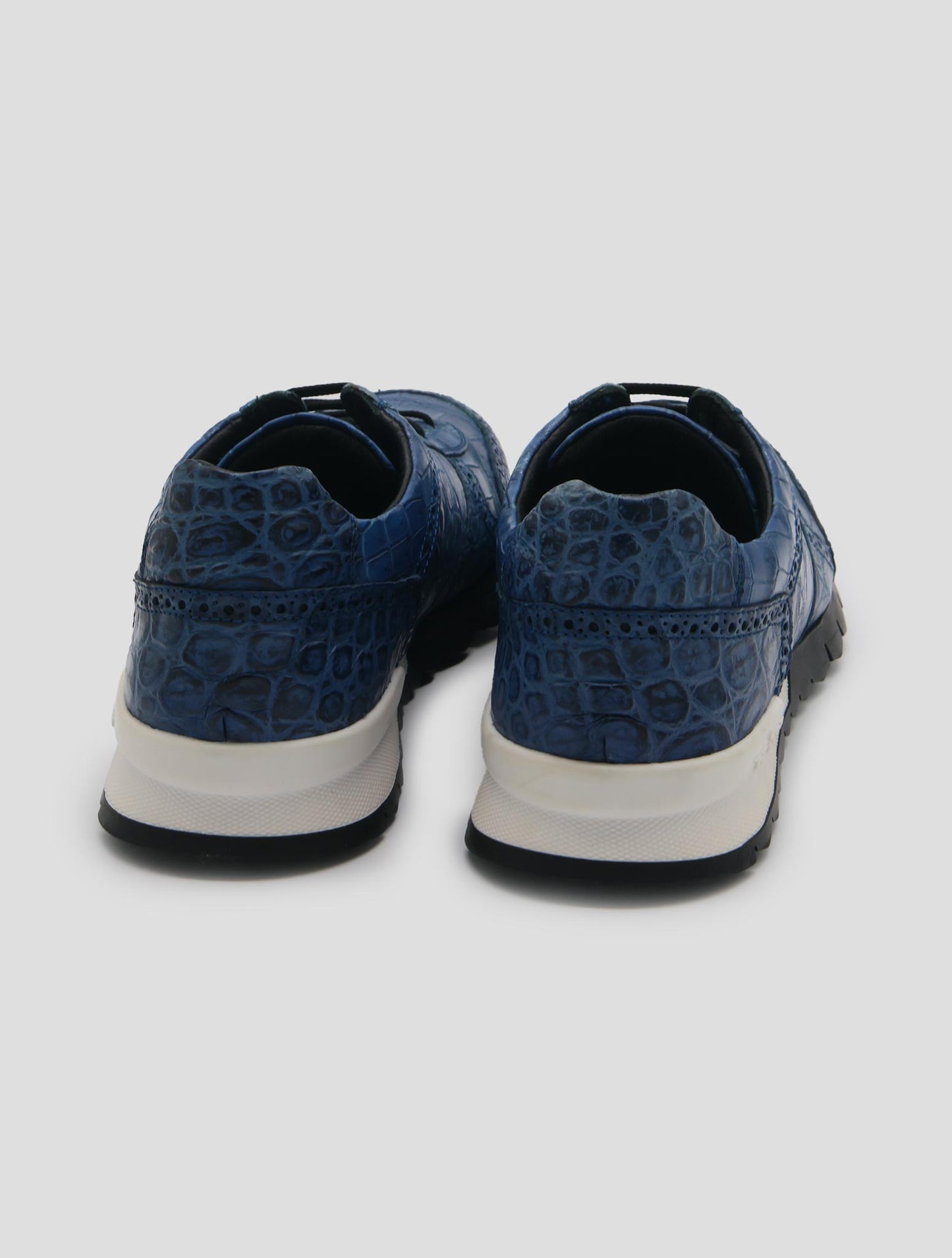 Kiton Blue Leather Crocodile Sneakers