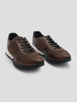 Kiton Brown Leather Leather Suede Sneakers