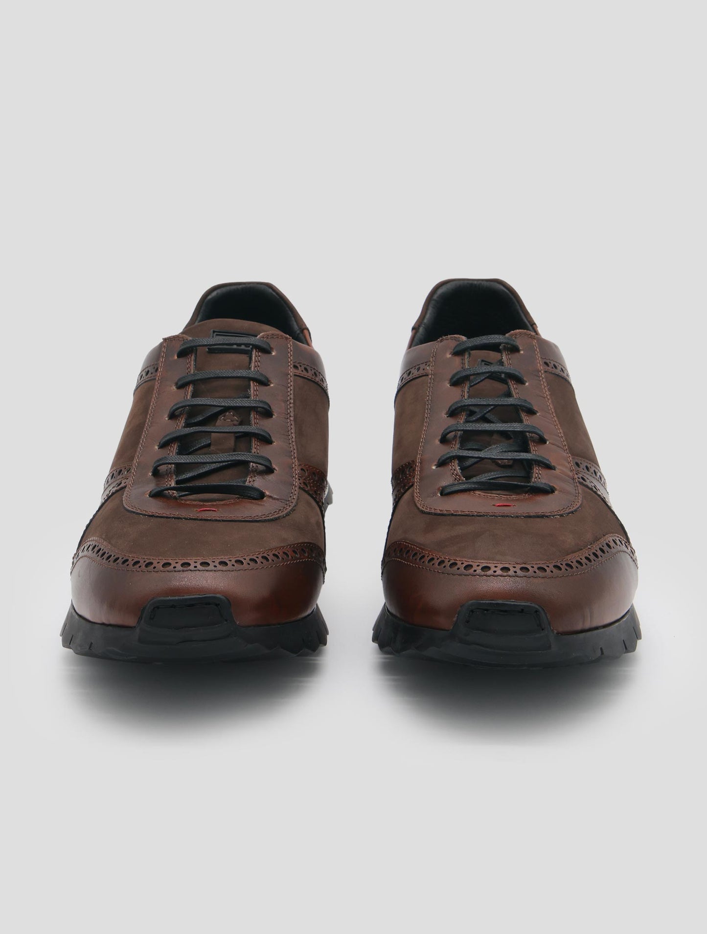 Kiton Brown Leather Leather Suede Sneakers