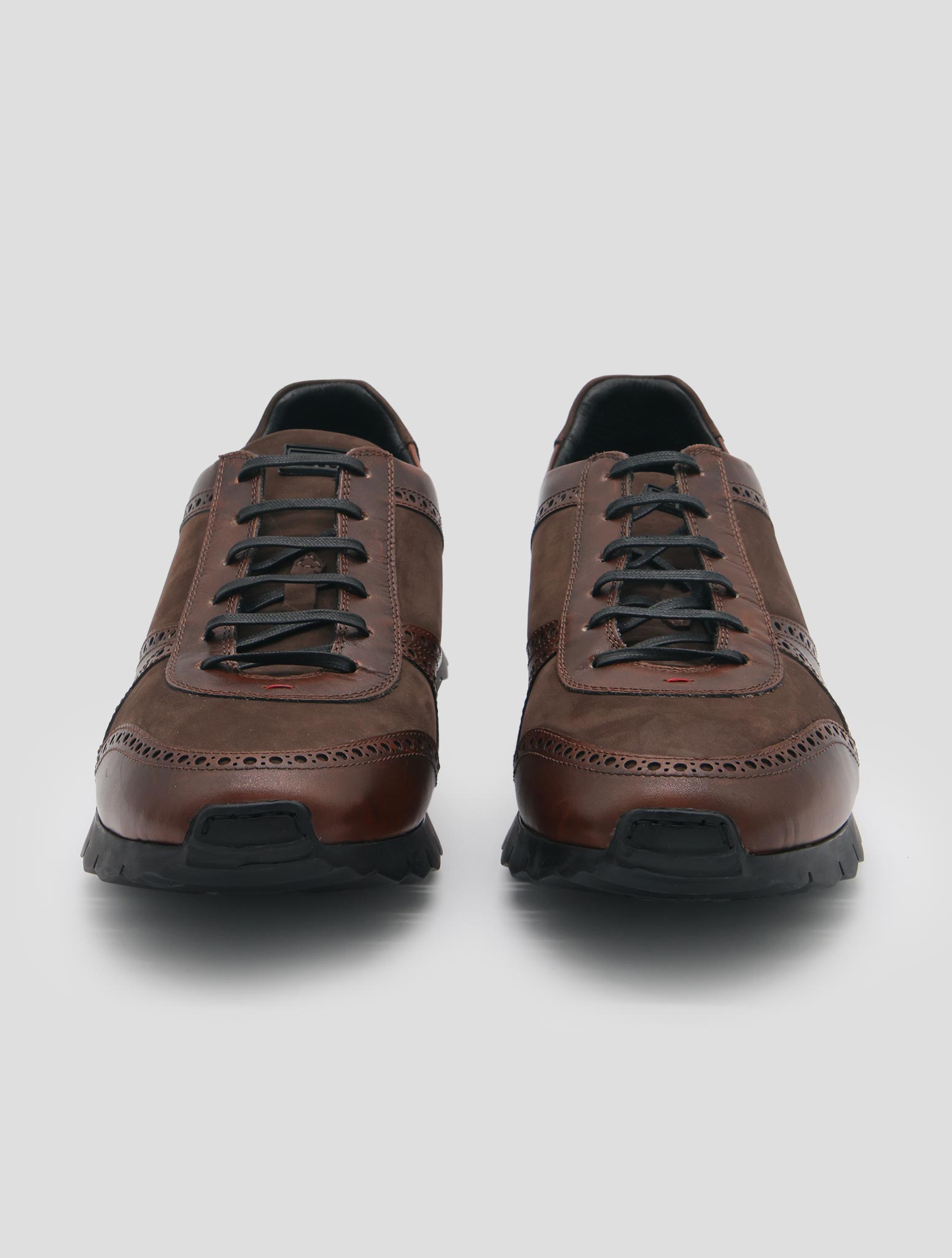 Kiton Brown Leather Leather Suede Sneakers