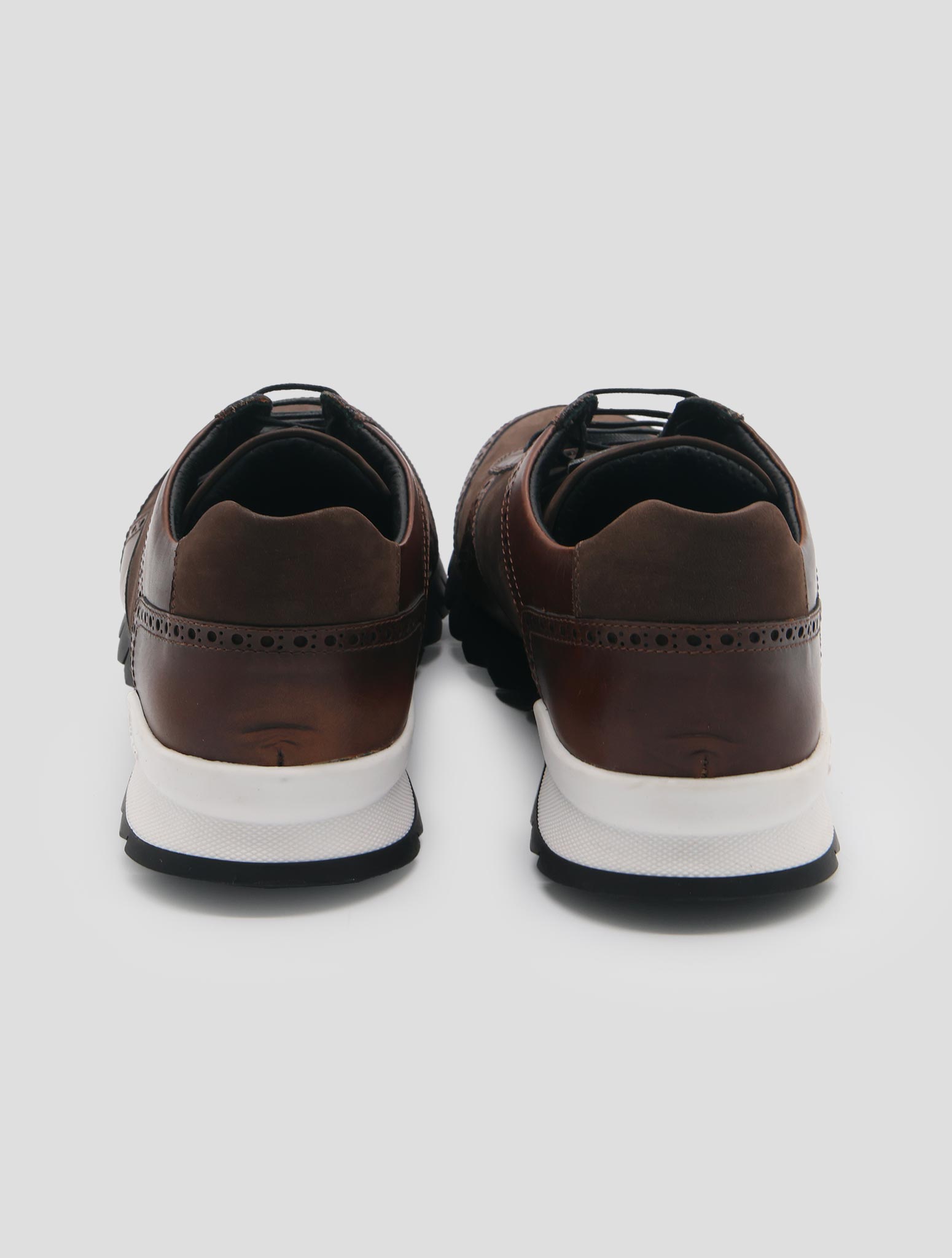 Kiton Brown Leather Leather Suede Sneakers