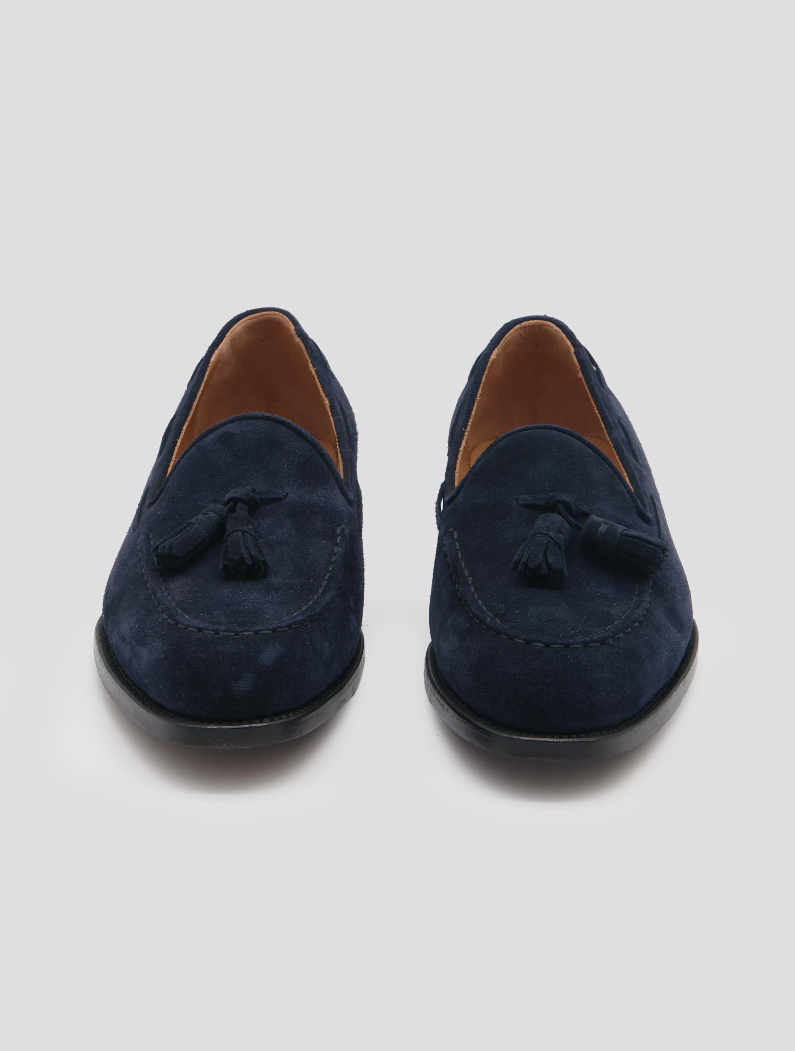 Kiton Blue Leather Suede Loafers