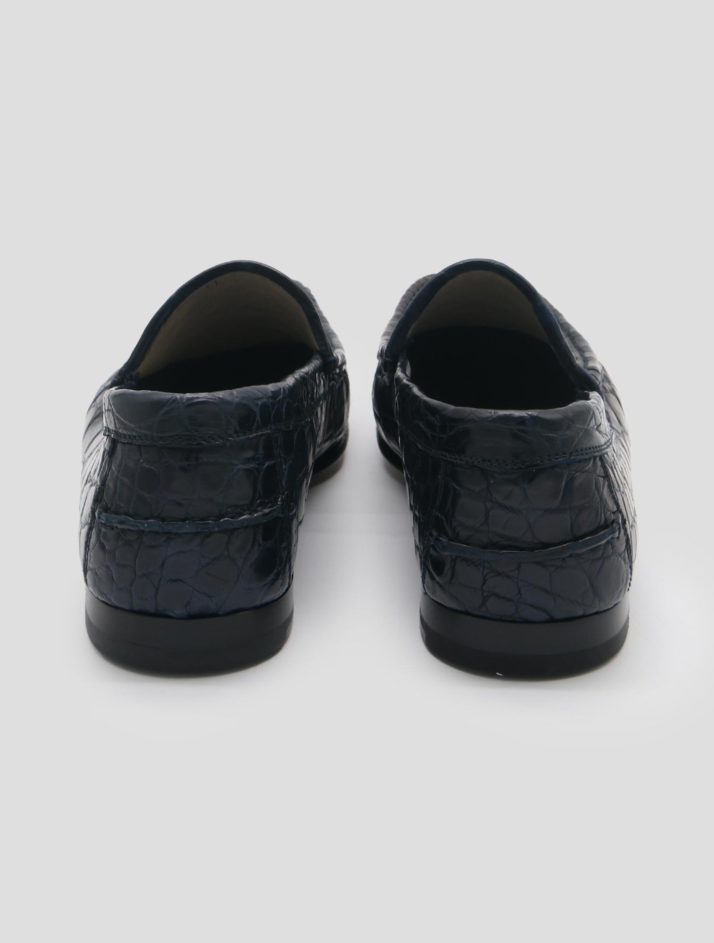 Kiton Blue Leather Crocodile Dress Shoes