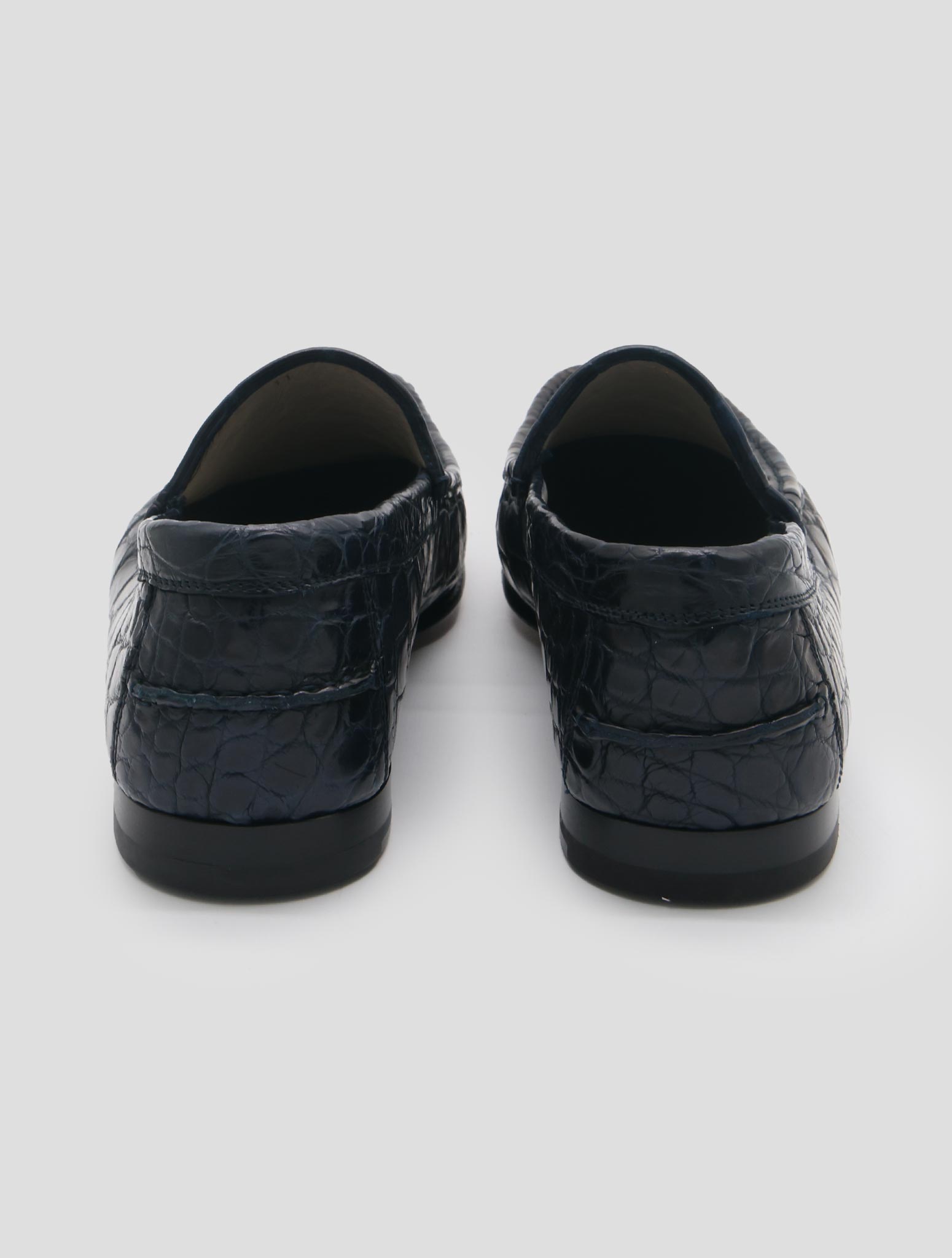 Kiton Blue Leather Crocodile Dress Shoes