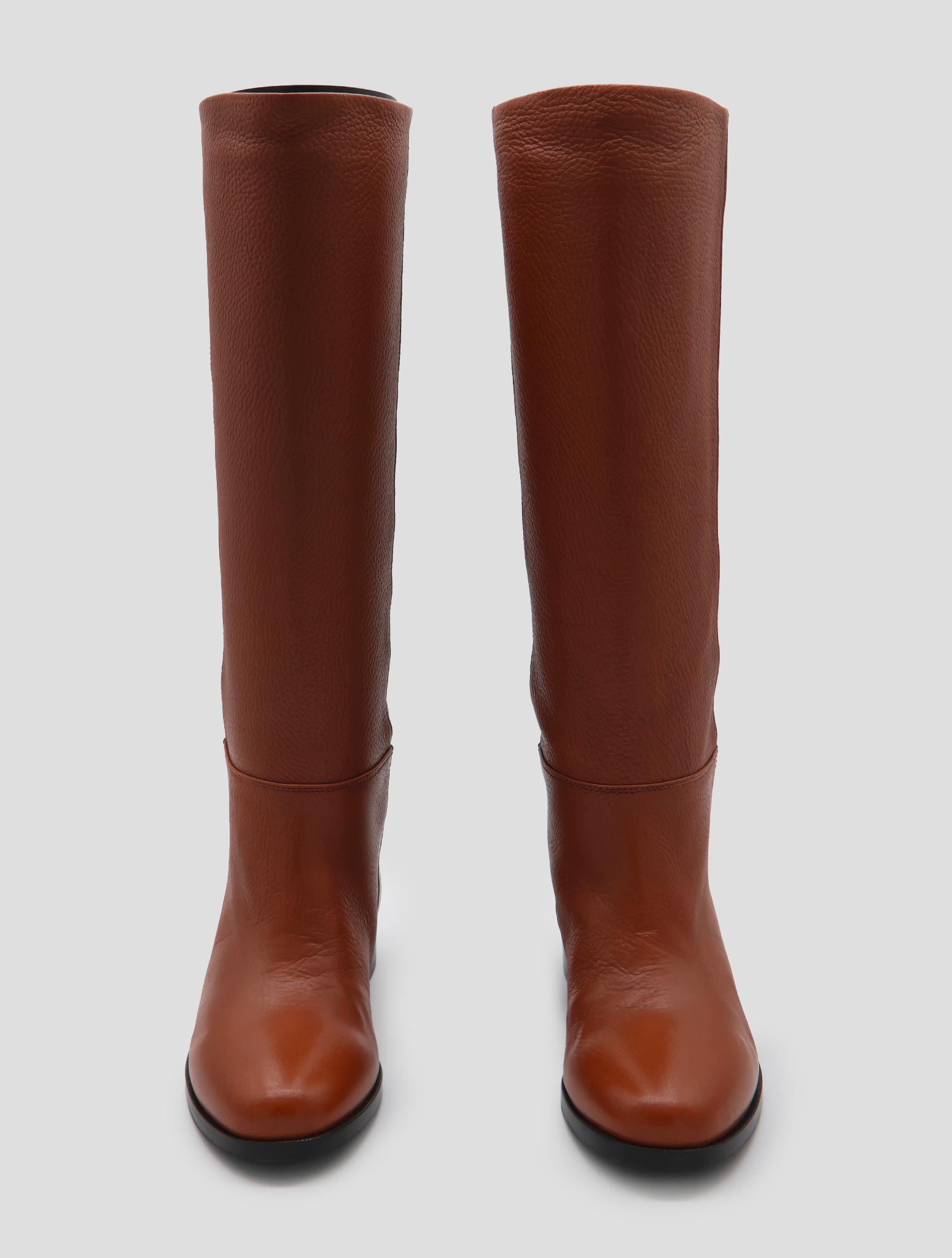 Kiton Brown Leather Deer Long Boots Women