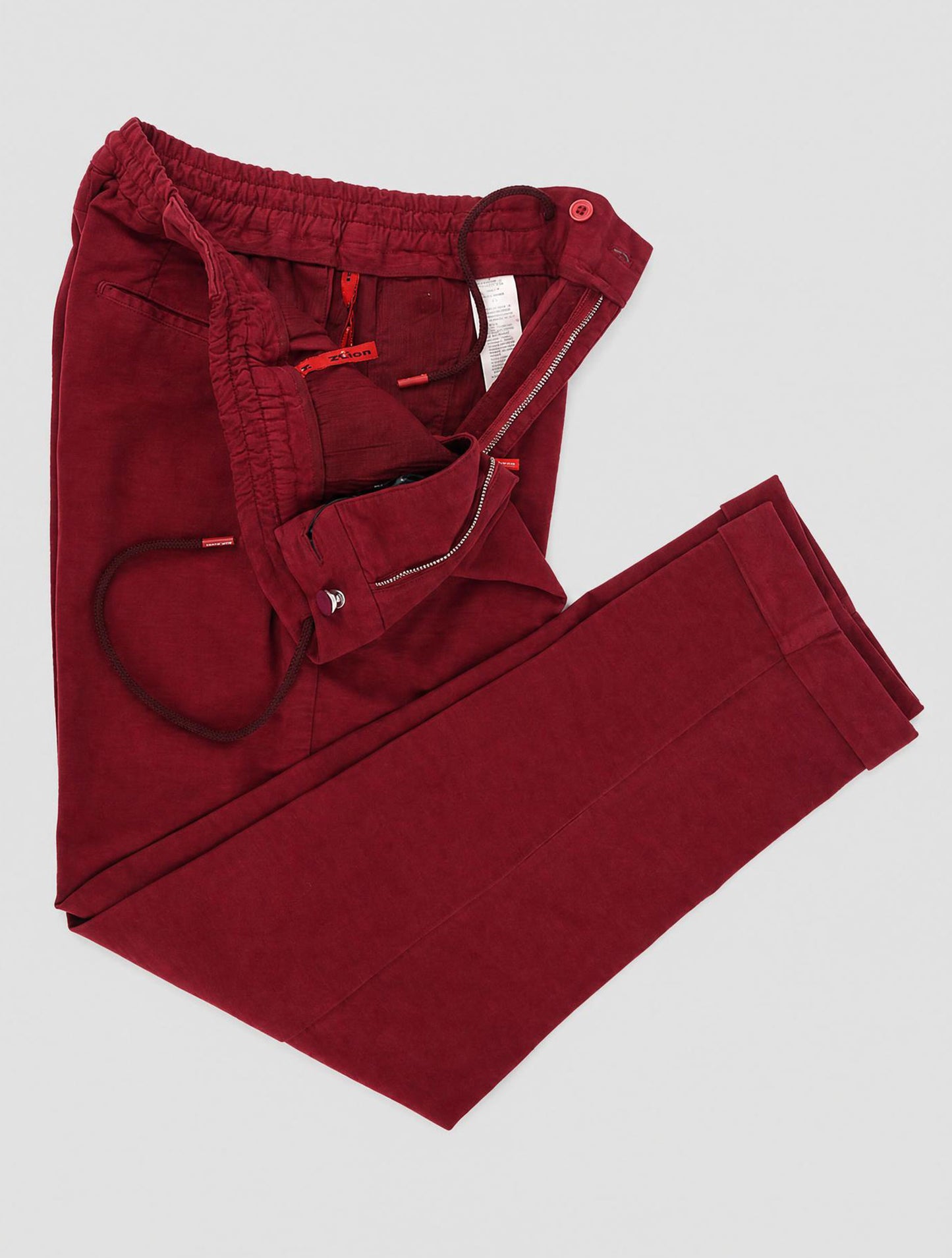 Kiton Burgundy Cotton Cashmere Ea Pants