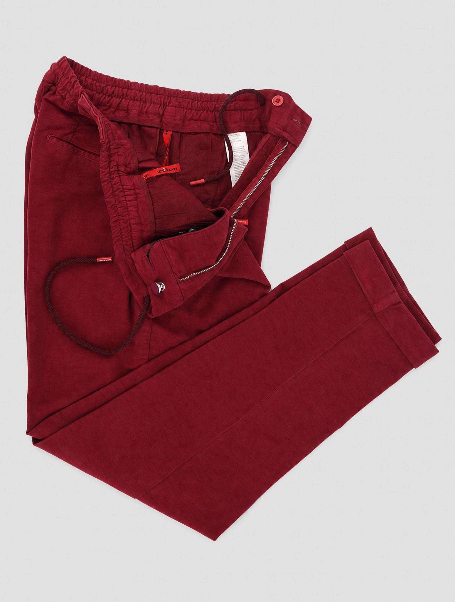 Kiton Burgundy Cotton Cashmere Ea Pants