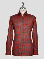 KITON GRAY ORANGE COTTON SHIRT