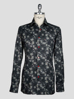 KITON GRAY WHITE COTTON SHIRT