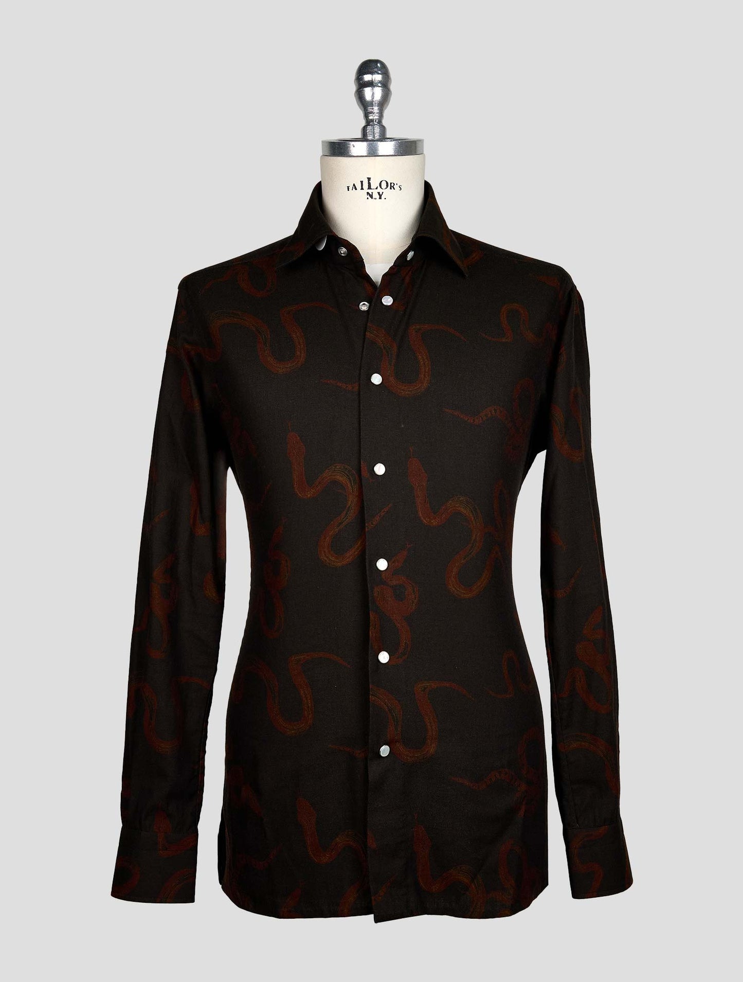 KITON BROWN COTTON SHIRT