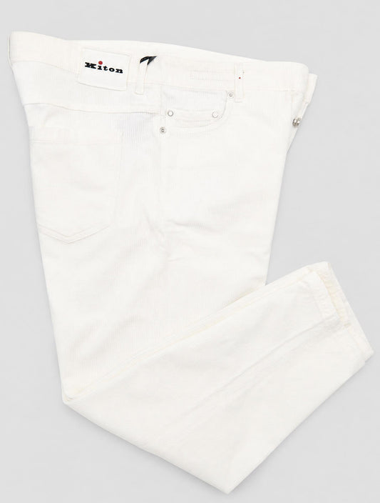 Kiton White Cotton Cashmere Ea Velvet  Jeans