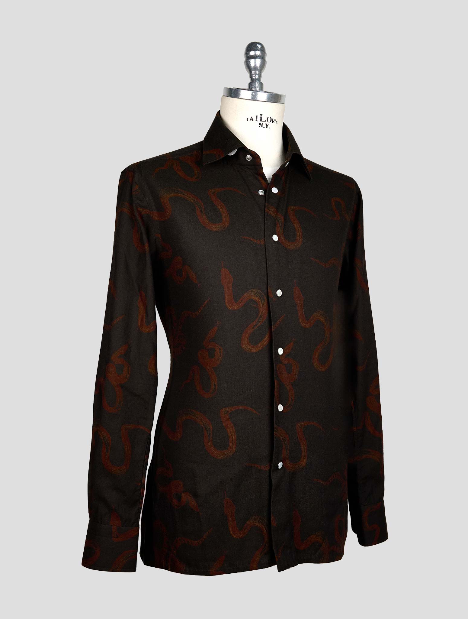 KITON BROWN COTTON SHIRT