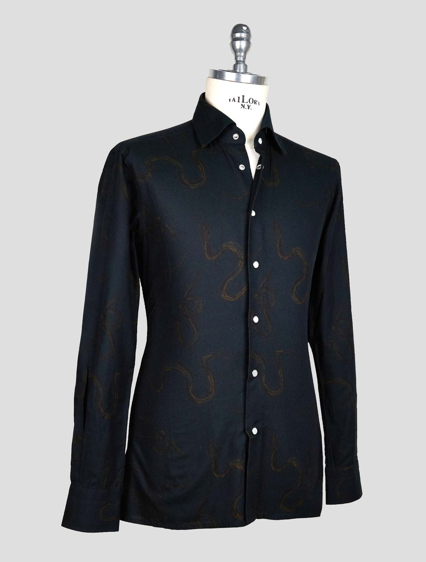 KITON BLUE COTTON SHIRT