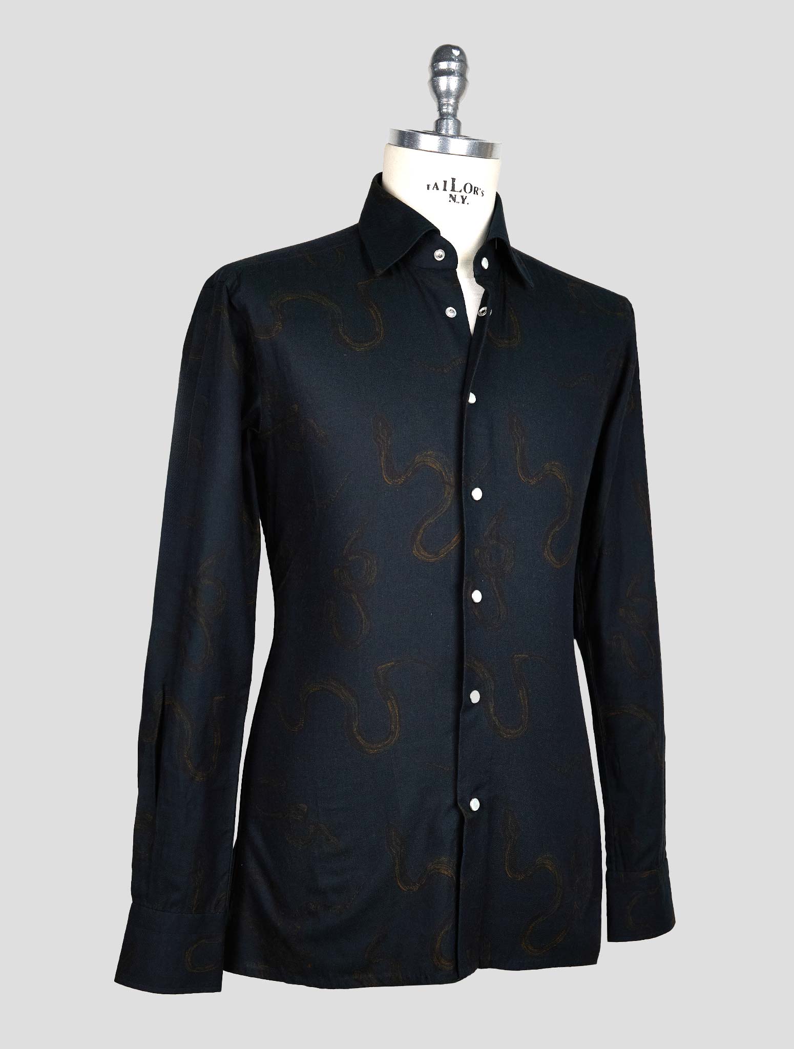 KITON BLUE COTTON SHIRT