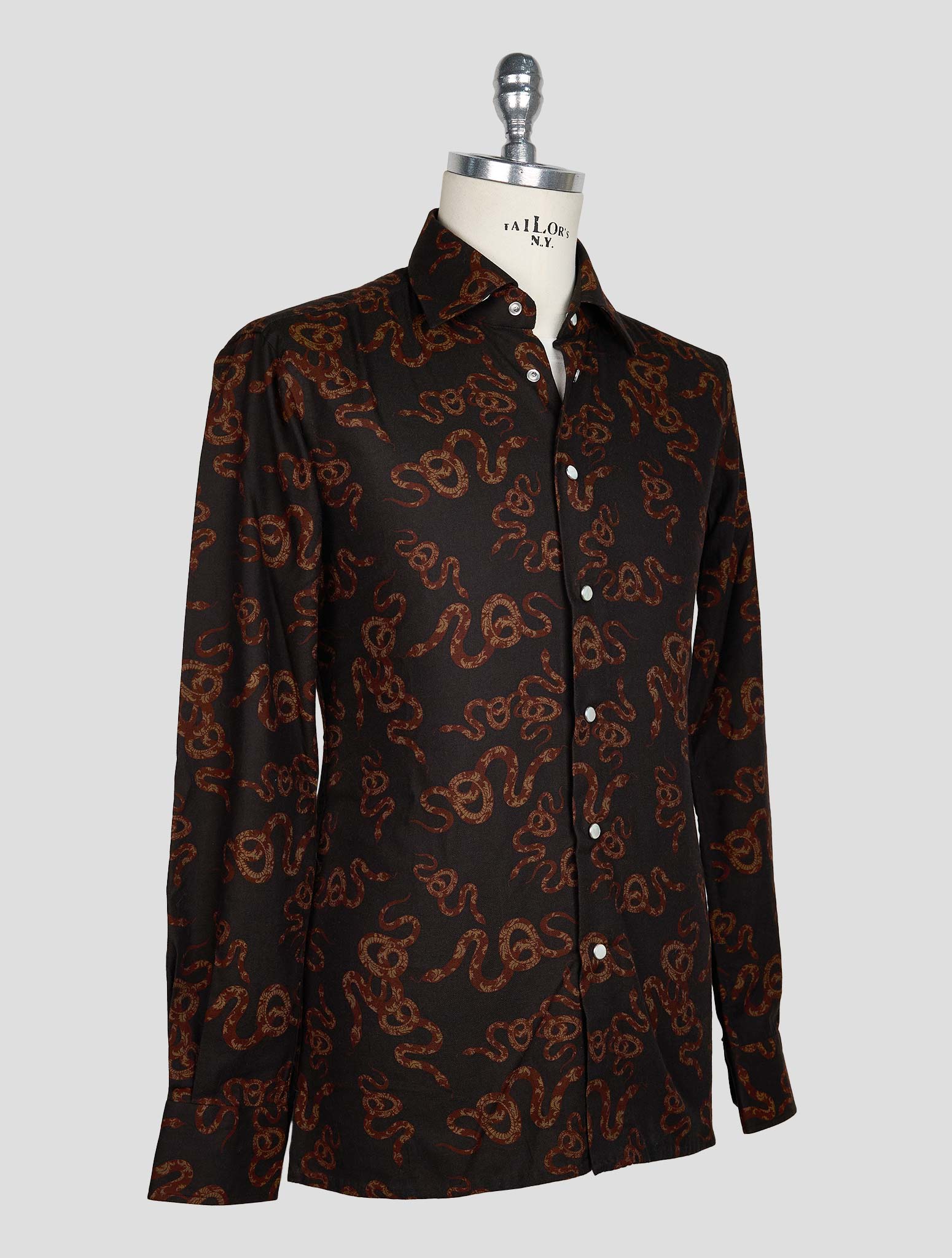 KITON BROWN COTTON SHIRT