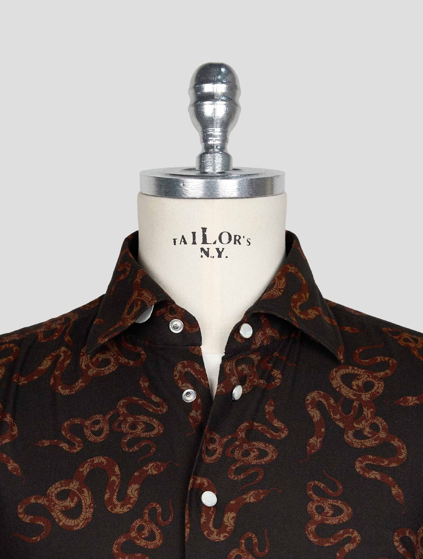 KITON BROWN COTTON SHIRT