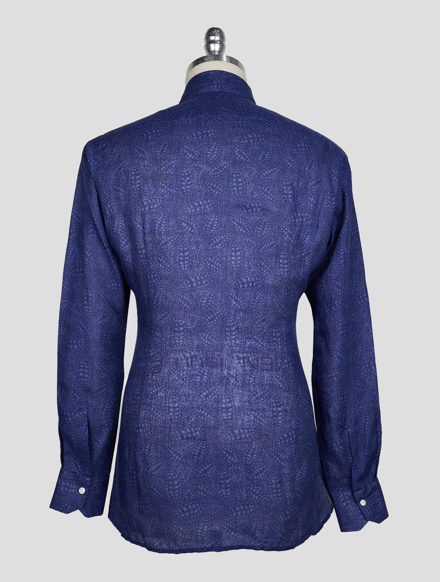 KITON BLUE LIGHT BLUE LINEN SHIRT