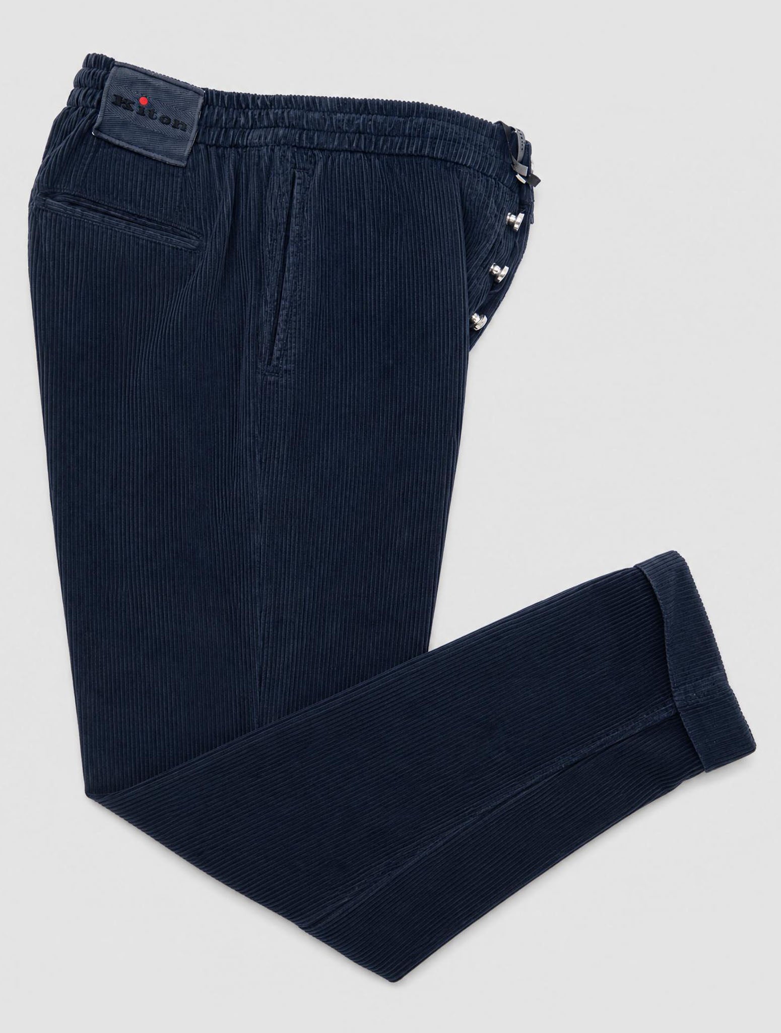 Kiton Blue Cotton Velvet Pants