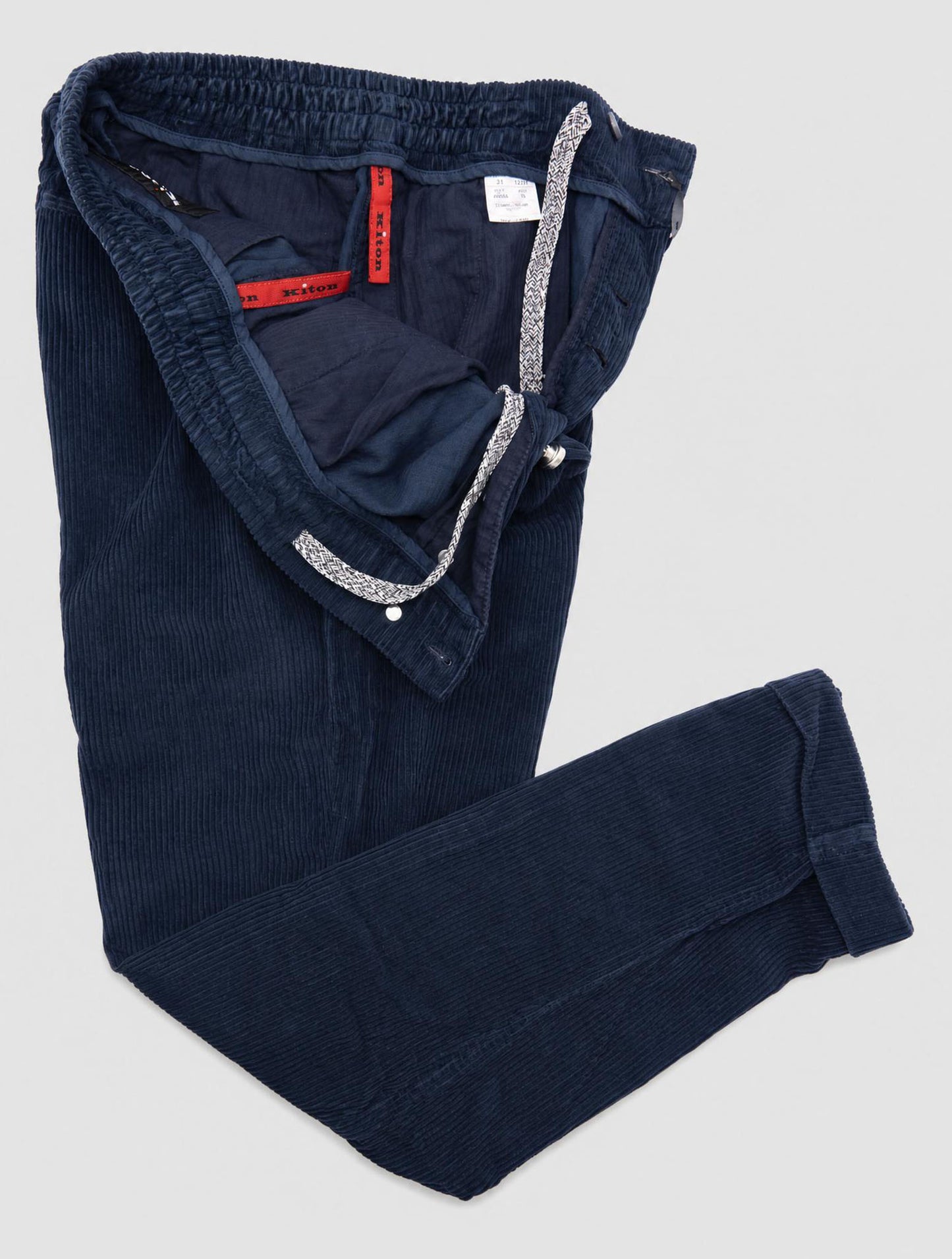 Kiton Blue Cotton Velvet Pants