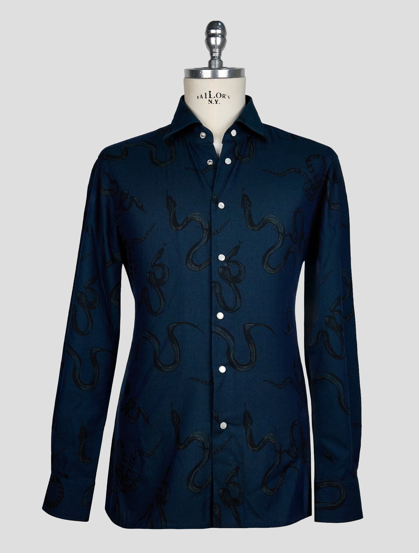 KITON BLUE COTTON SHIRT
