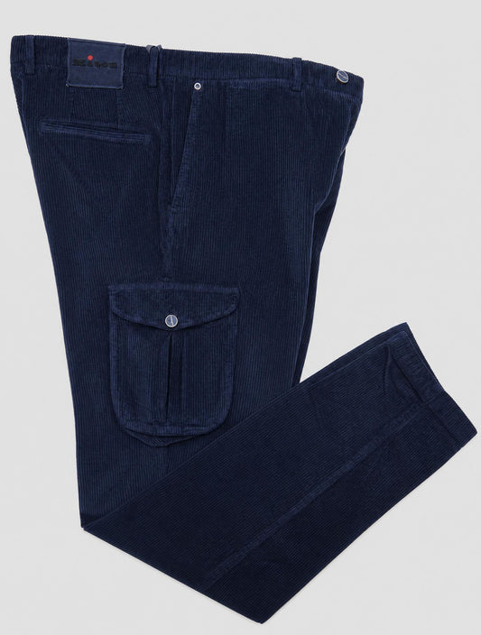 Kiton Blue Cotton Cashmere Ea Cargo Velvet Pants