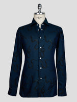 KITON BLUE COTTON SHIRT