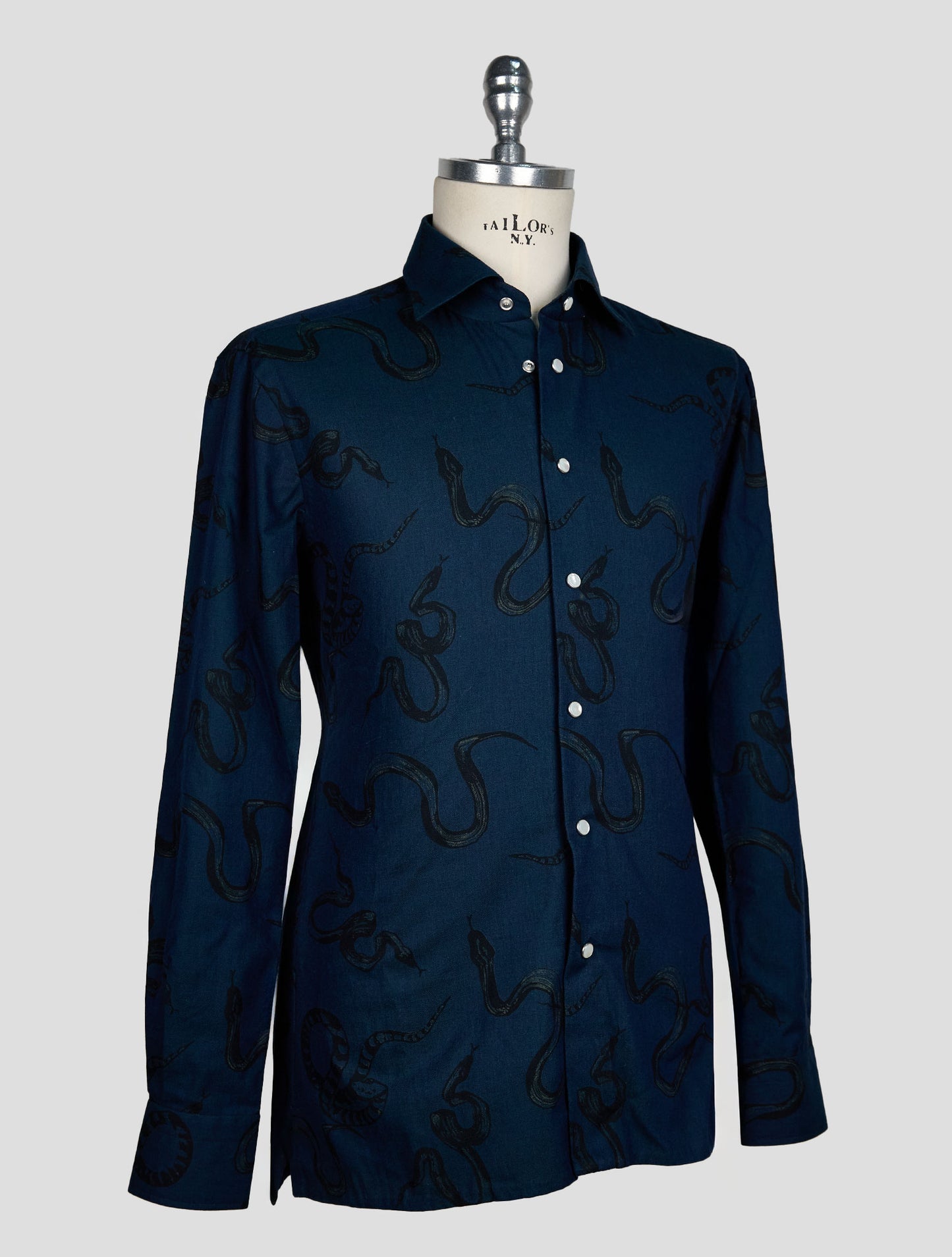 KITON BLUE COTTON SHIRT