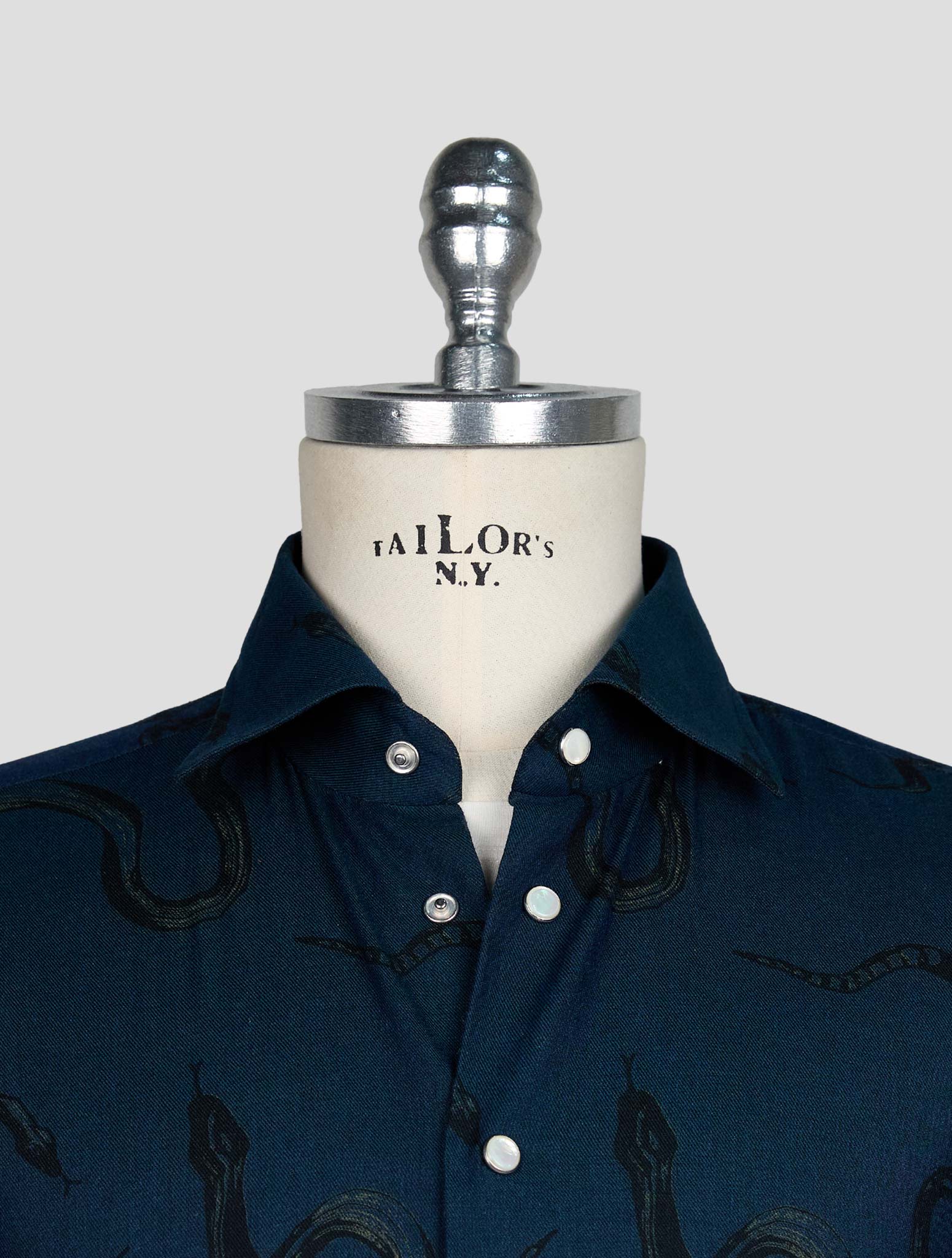 KITON BLUE COTTON SHIRT
