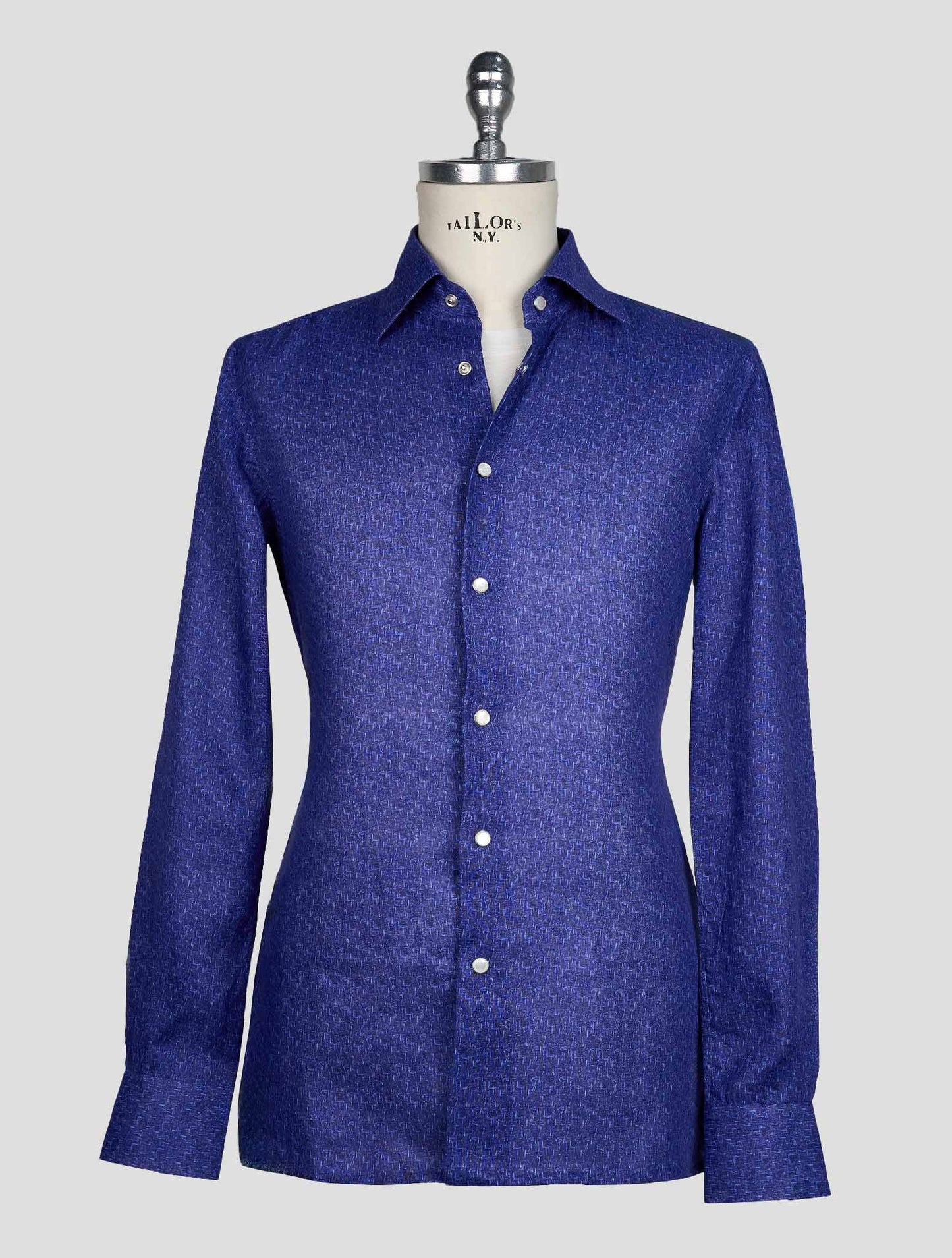 KITON BLUE LIGHT BLUE LINEN SHIRT
