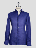 KITON BLUE LIGHT BLUE LINEN SHIRT
