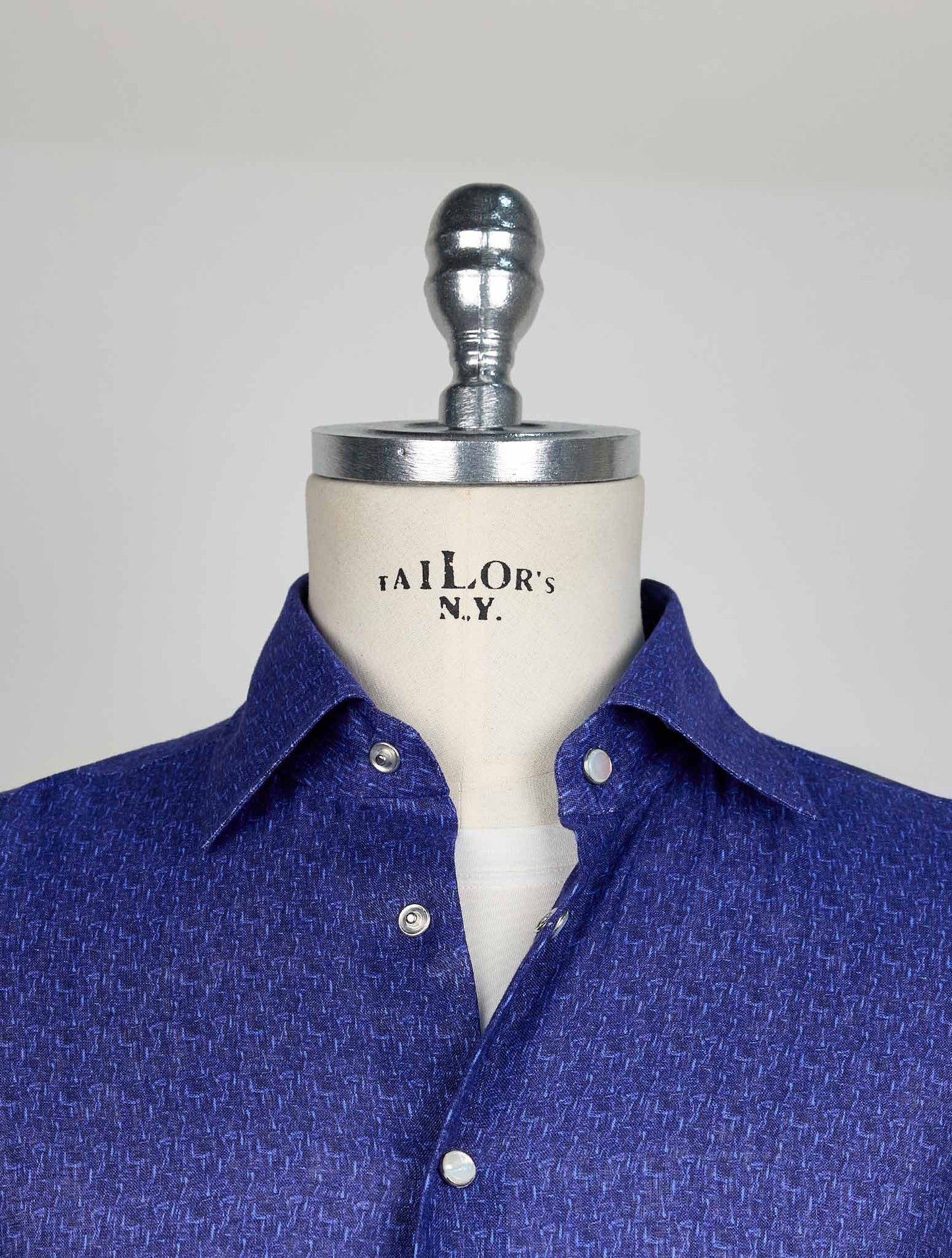 KITON BLUE LIGHT BLUE LINEN SHIRT