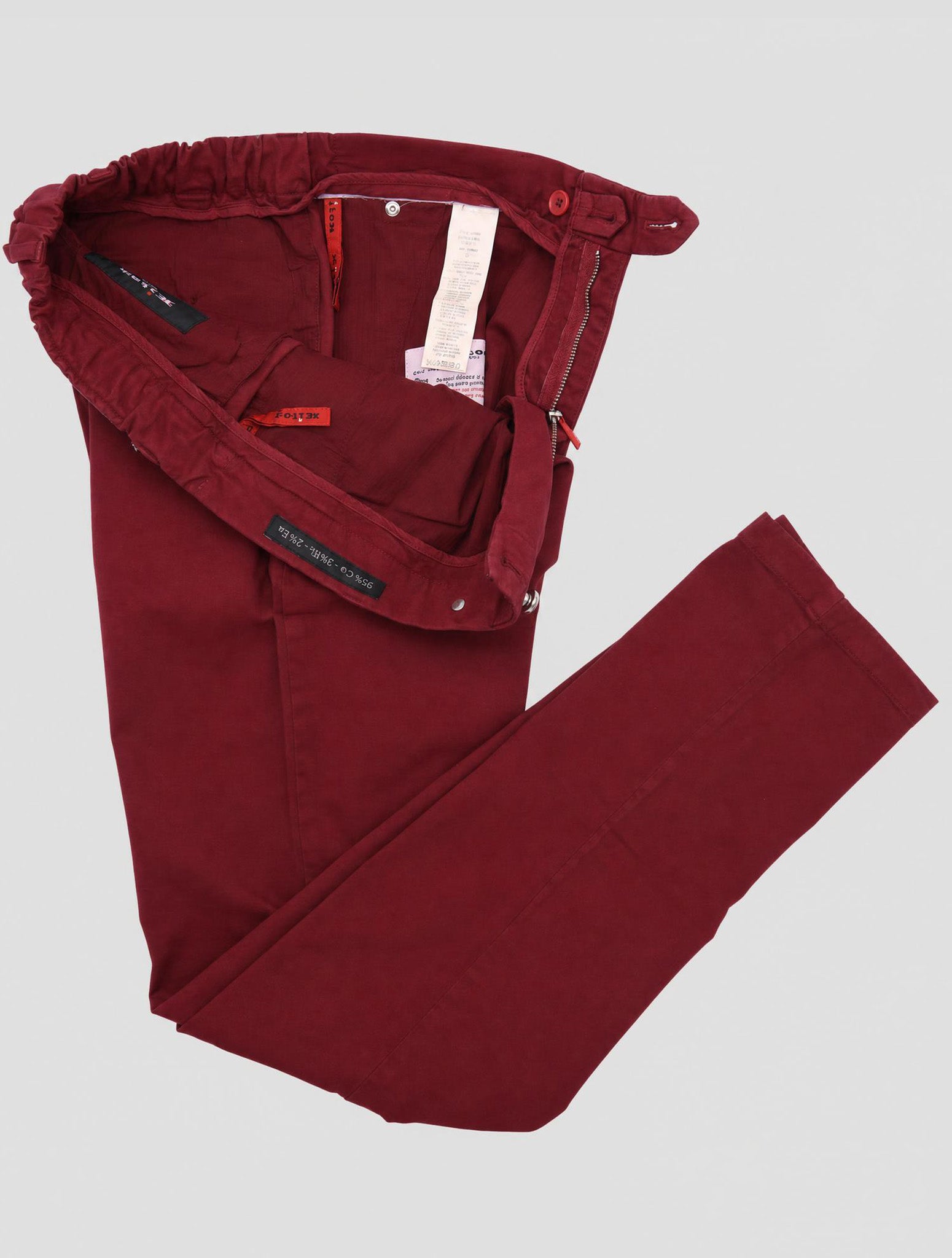 Kiton Burgundy Cotton Cashmere Ea Pants
